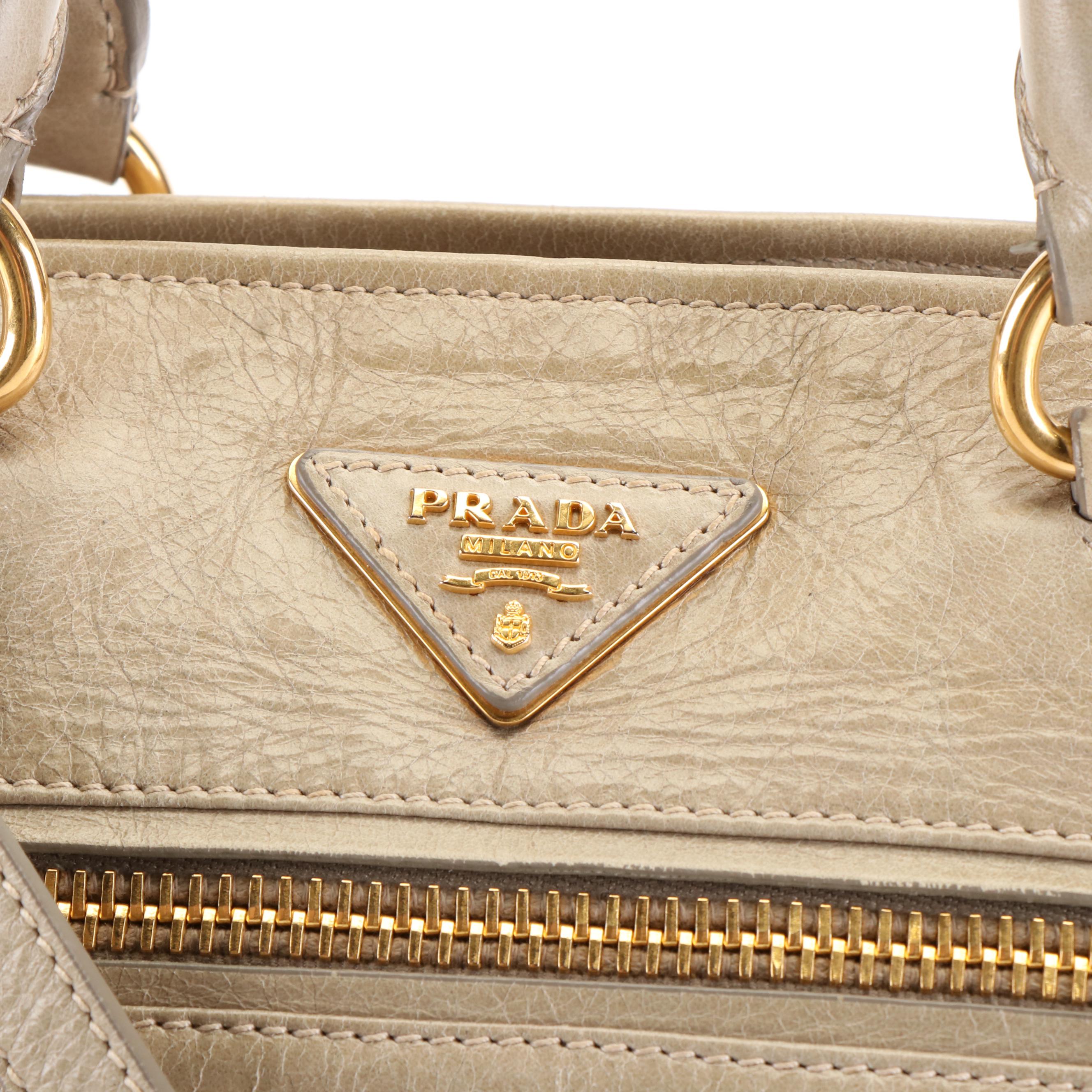 Prada Vitello Shine Leather Handle Bag with Tassels