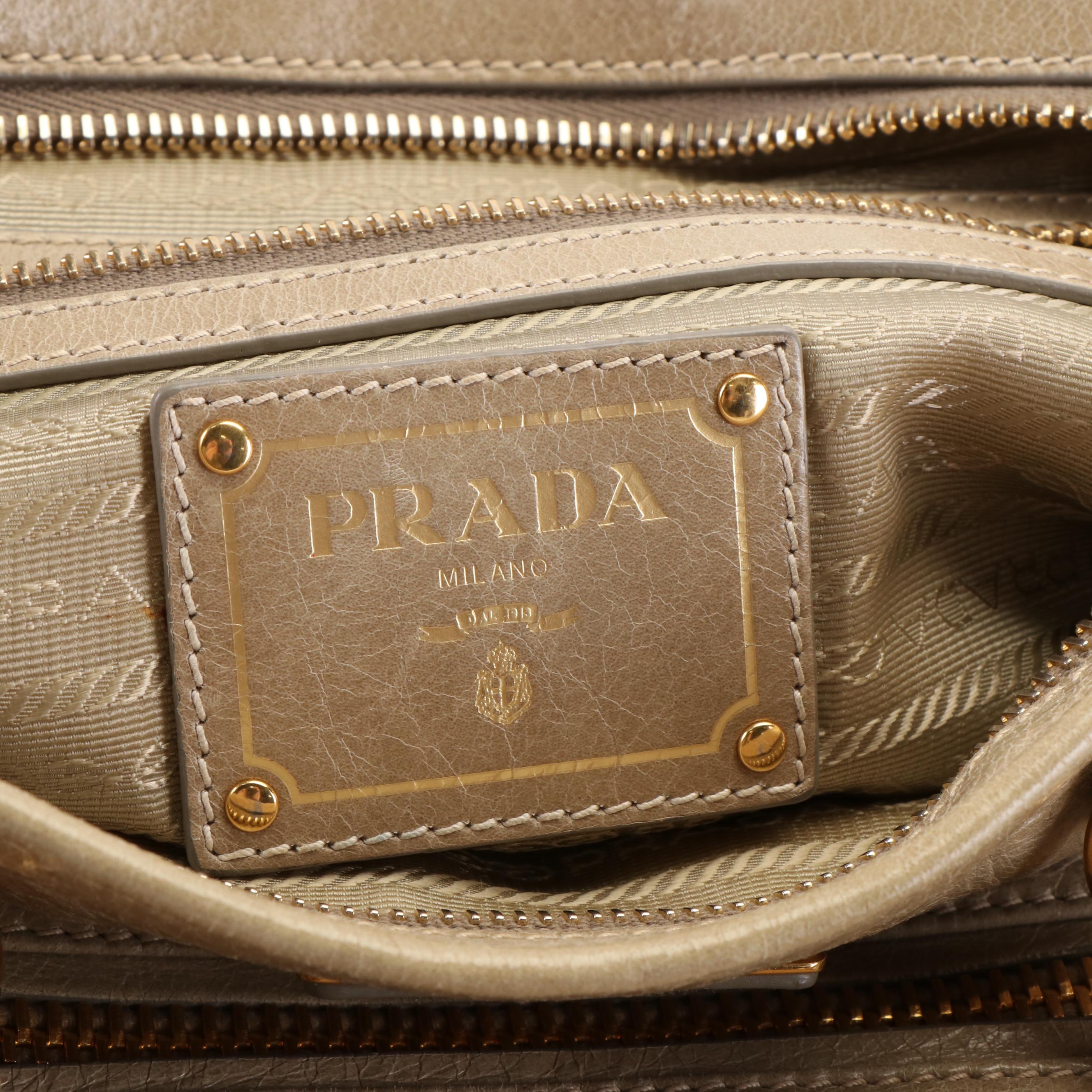 Prada Vitello Shine Leather Handle Bag with Tassels