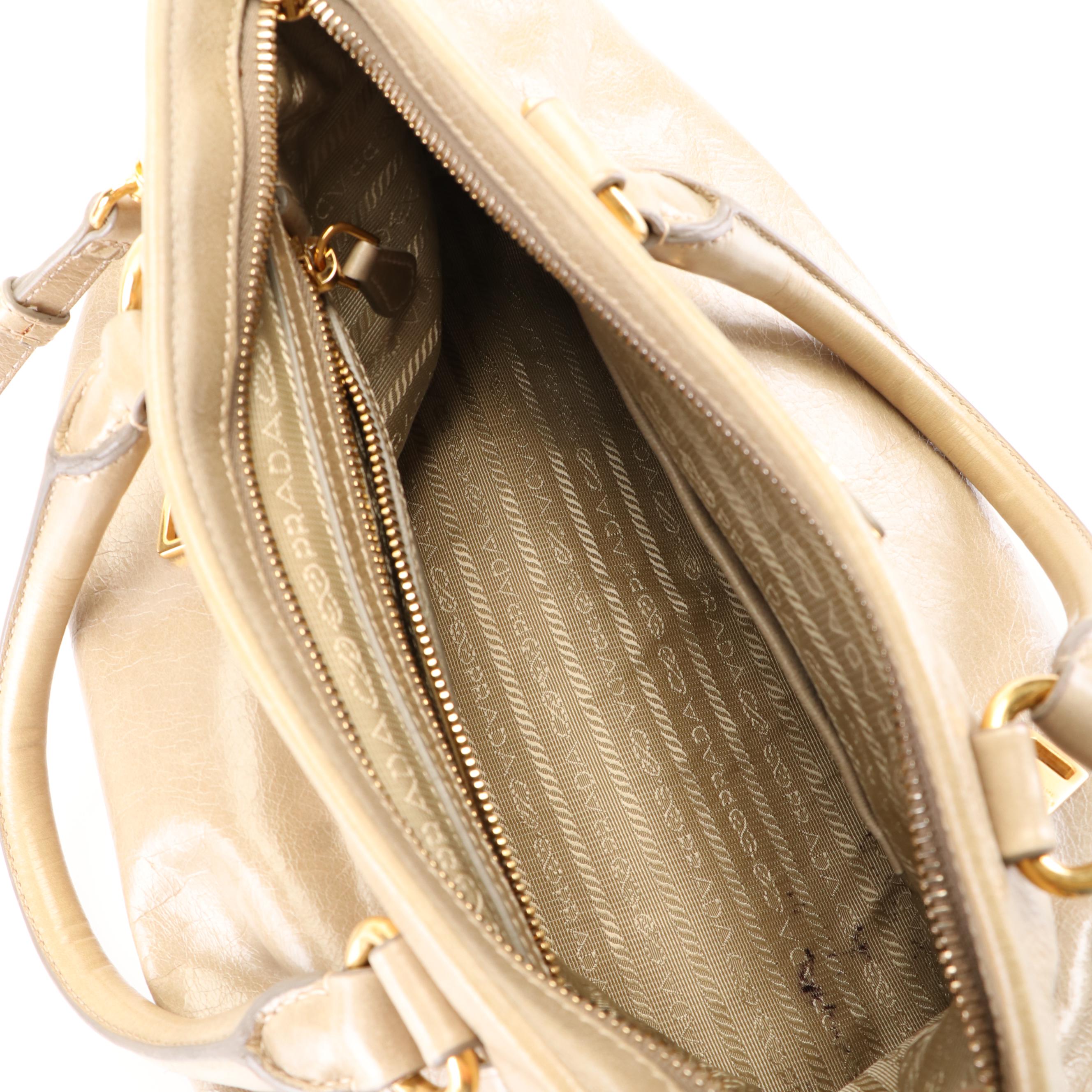 Prada Vitello Shine Leather Handle Bag with Tassels