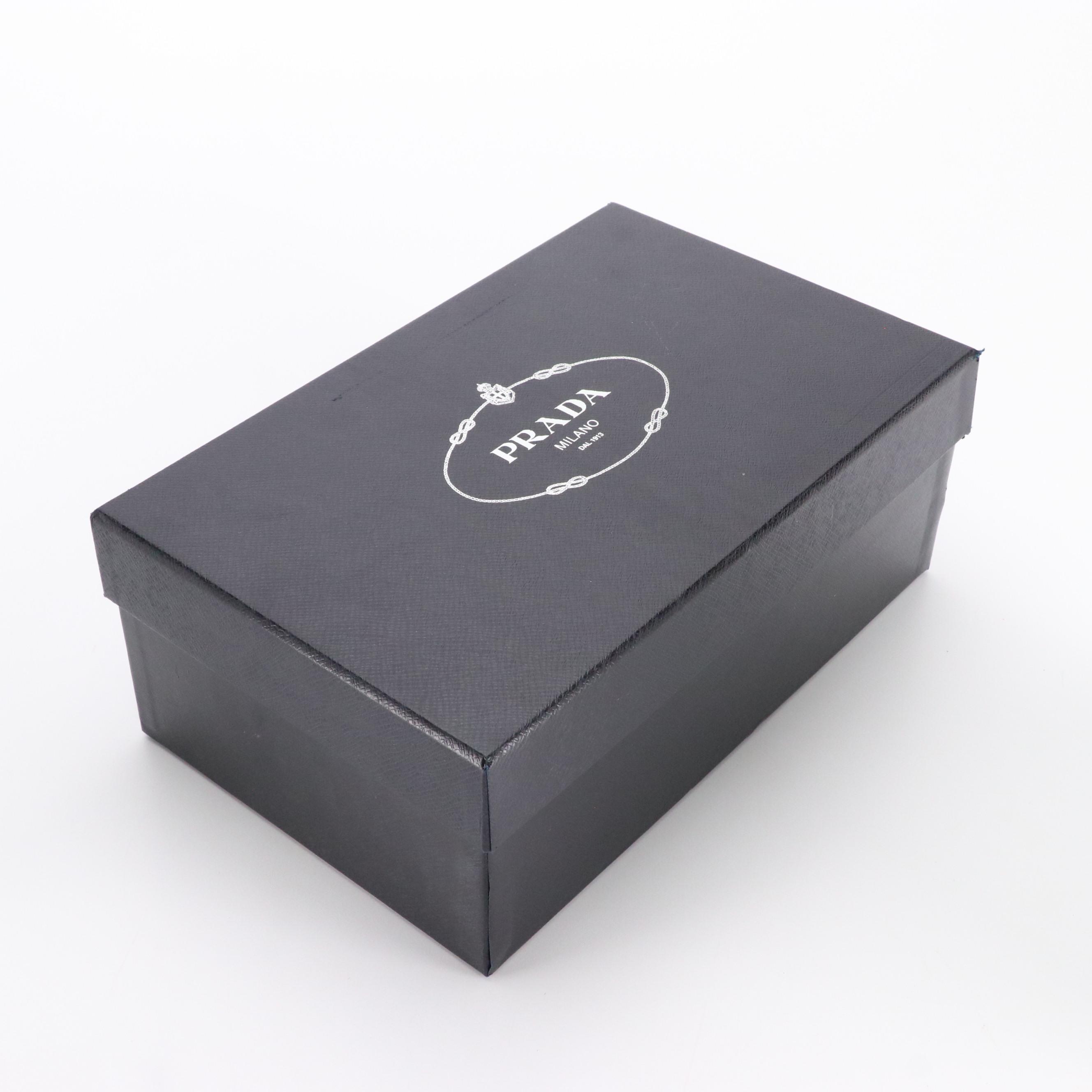 Prada Platform Heels in Patent Leather and Cork with Box