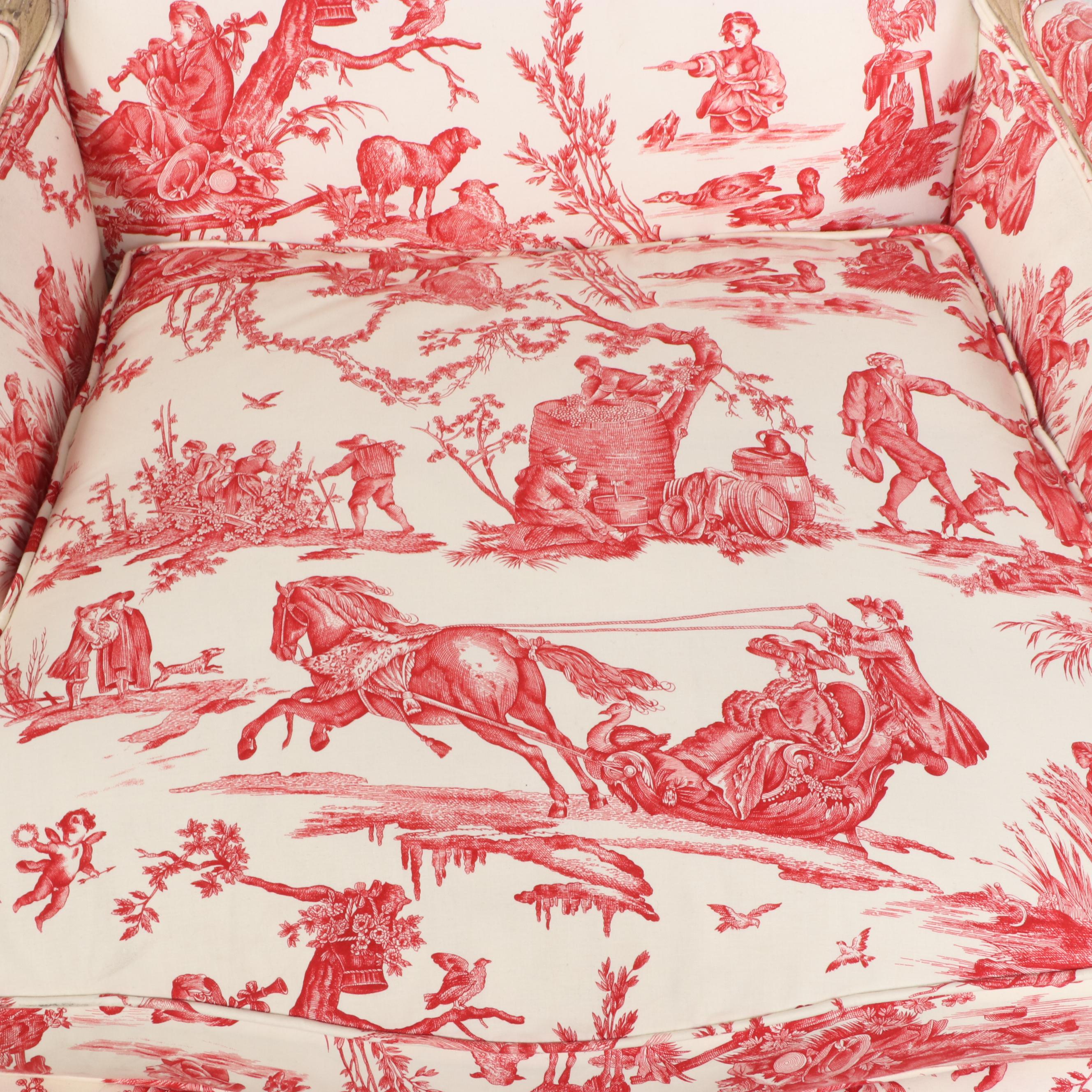 Louis XV Style CreamPainted and ToileUpholstered Bergère, 20th