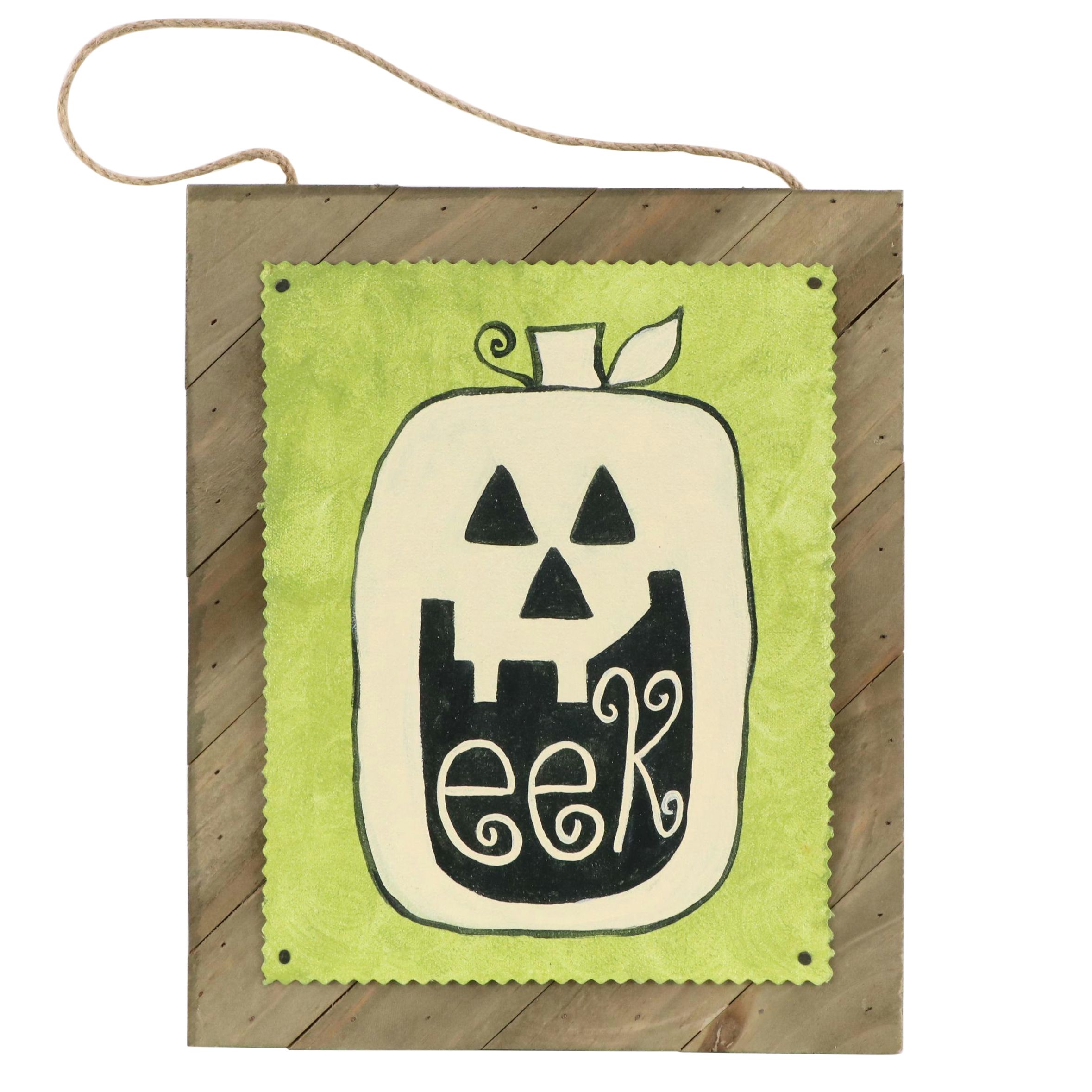 Angie Hubbard Stylized Acrylic Painting of Jack-O'-Lantern, 21st Century