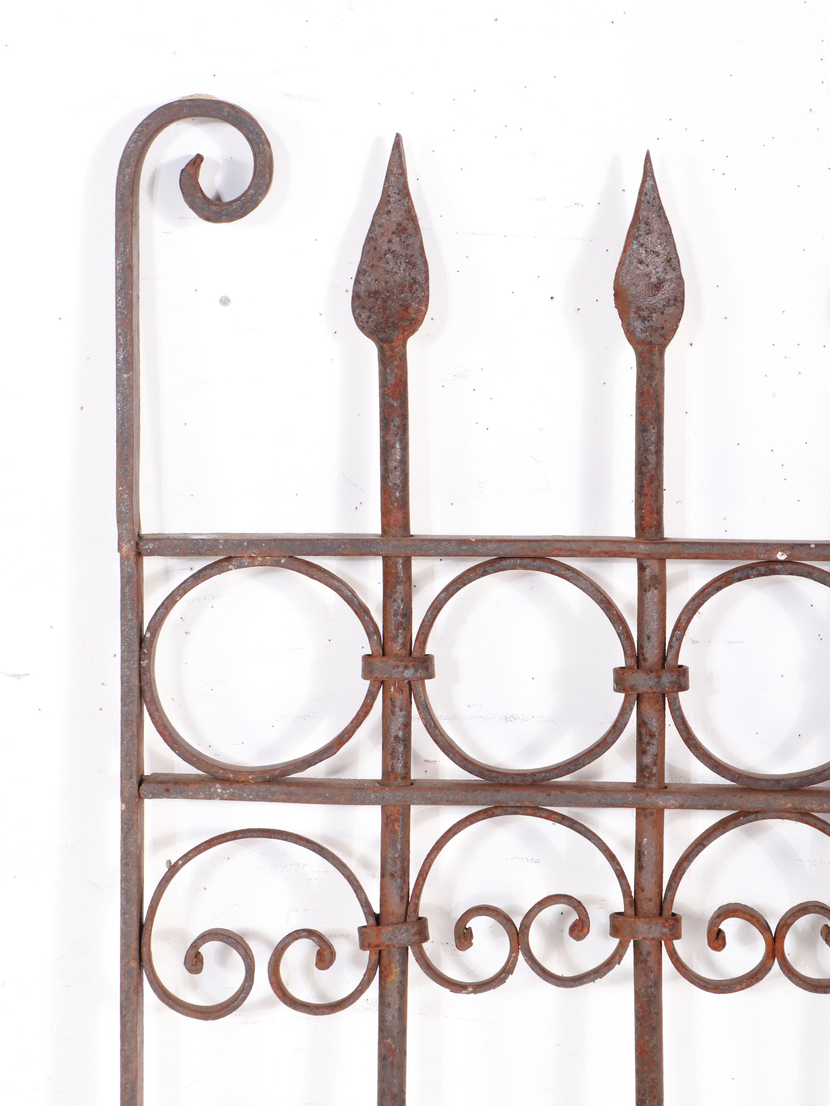 Three Architectural Wrought Iron Gate Panels, Early 20th Century