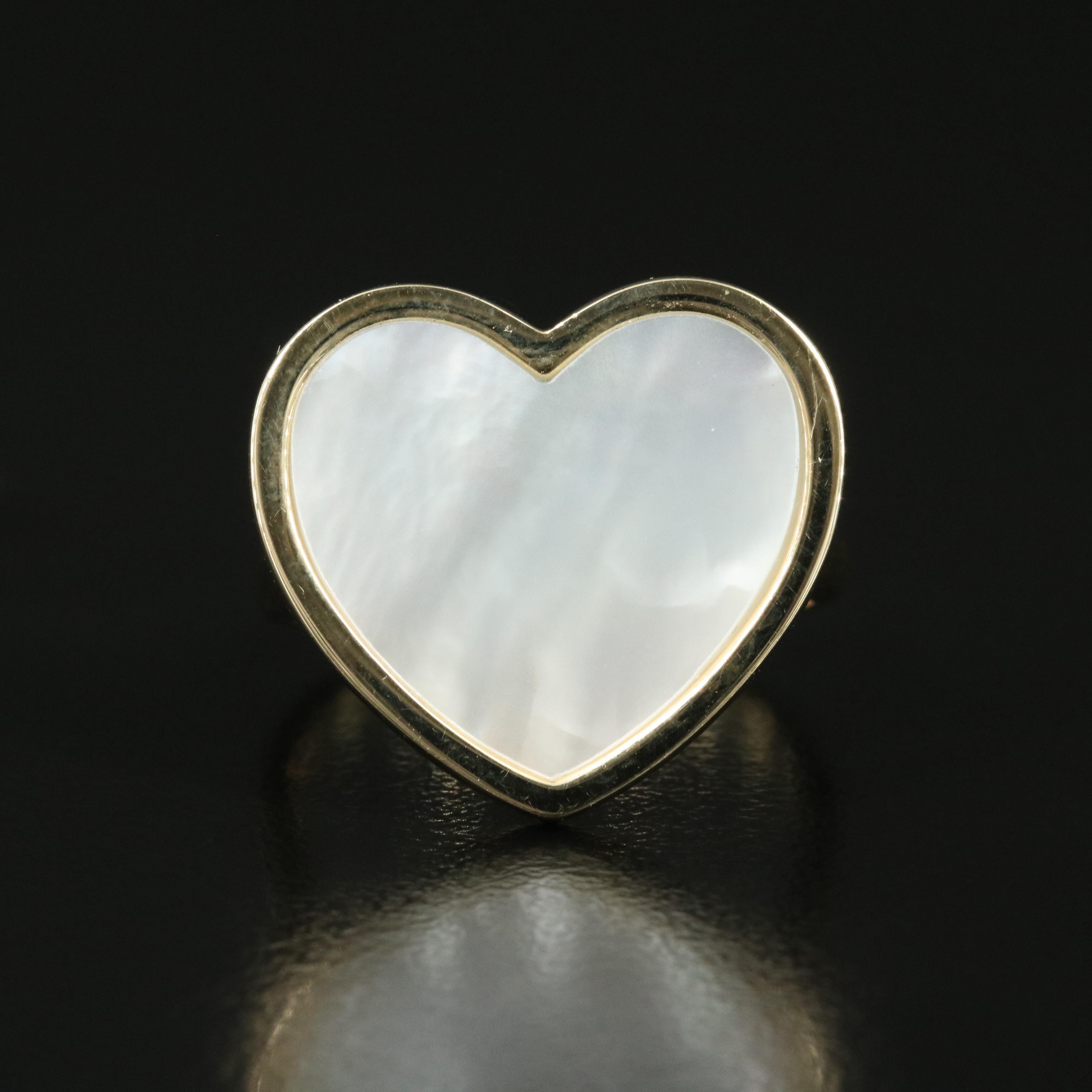 14K Mother of Pearl Heart Ring
