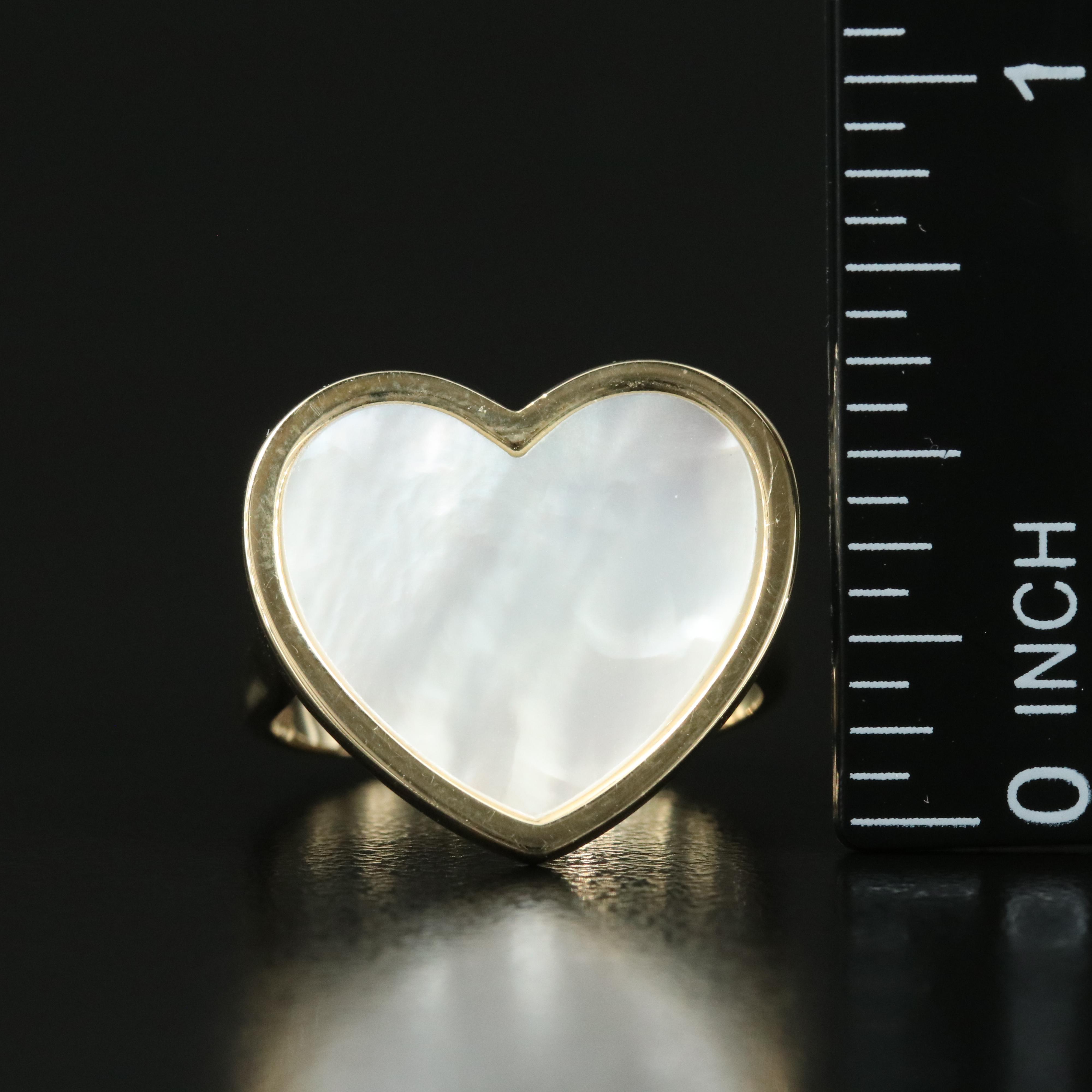 14K Mother of Pearl Heart Ring