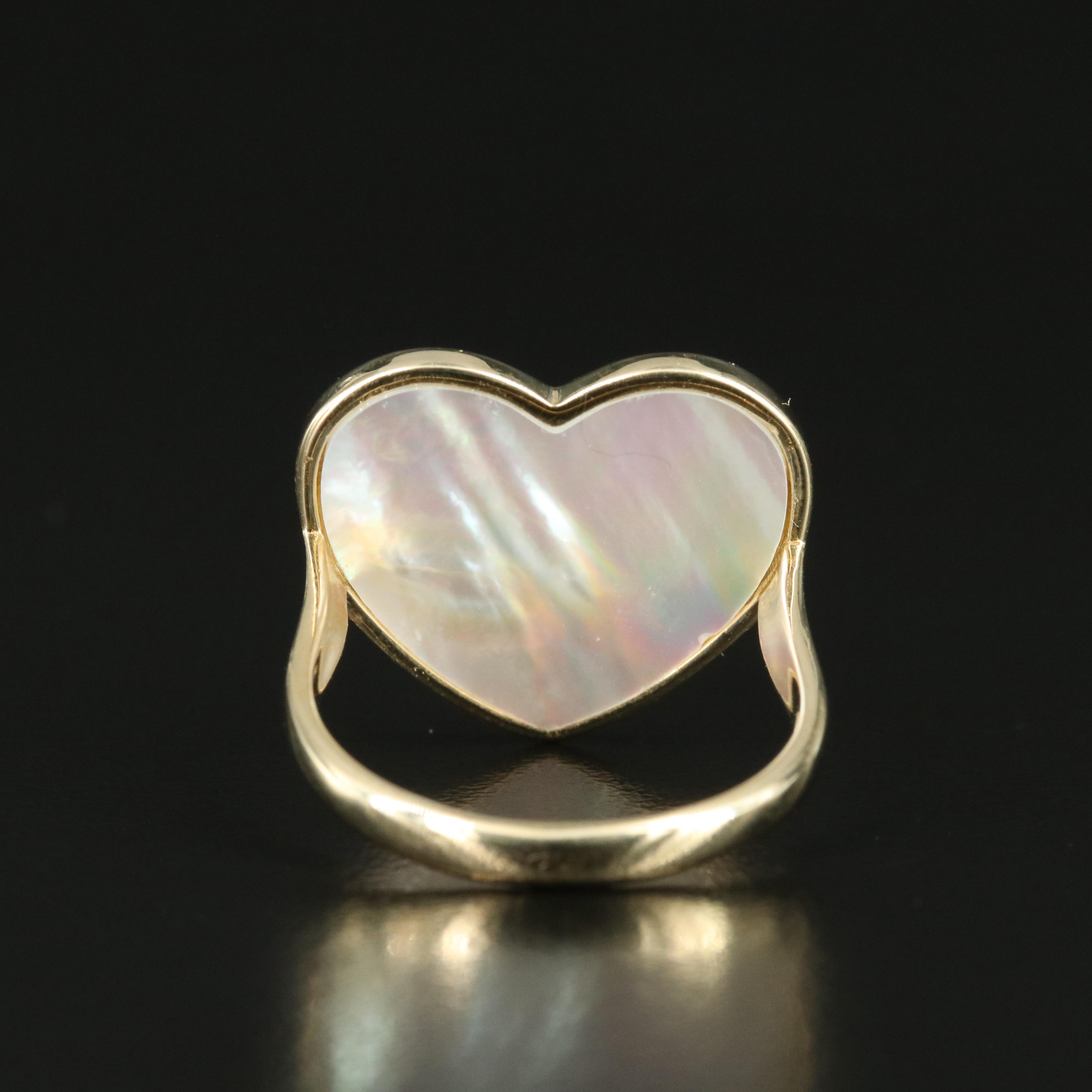 14K Mother of Pearl Heart Ring