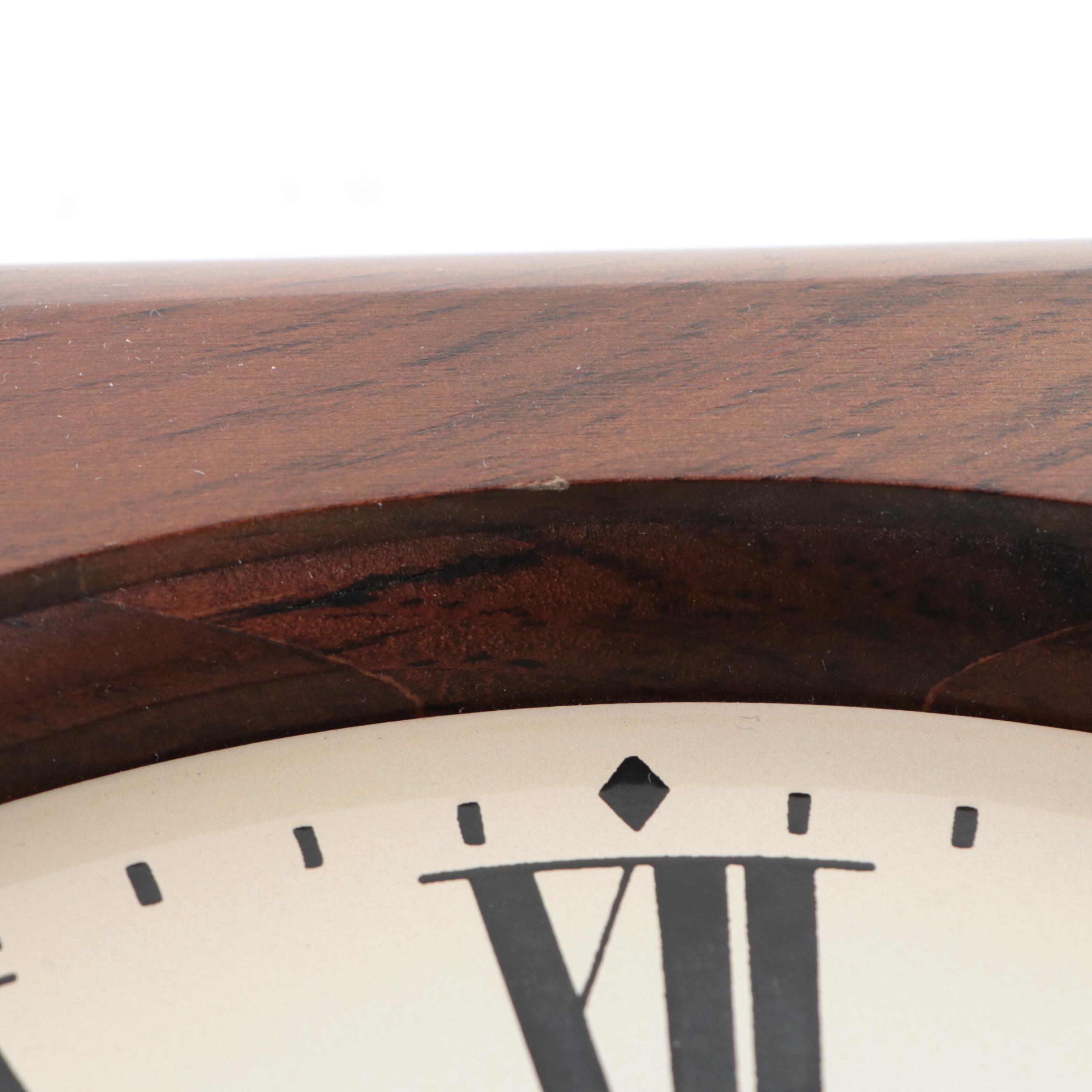 Seth Thomas Wood Case Wall Clock with Floral Garland Detail