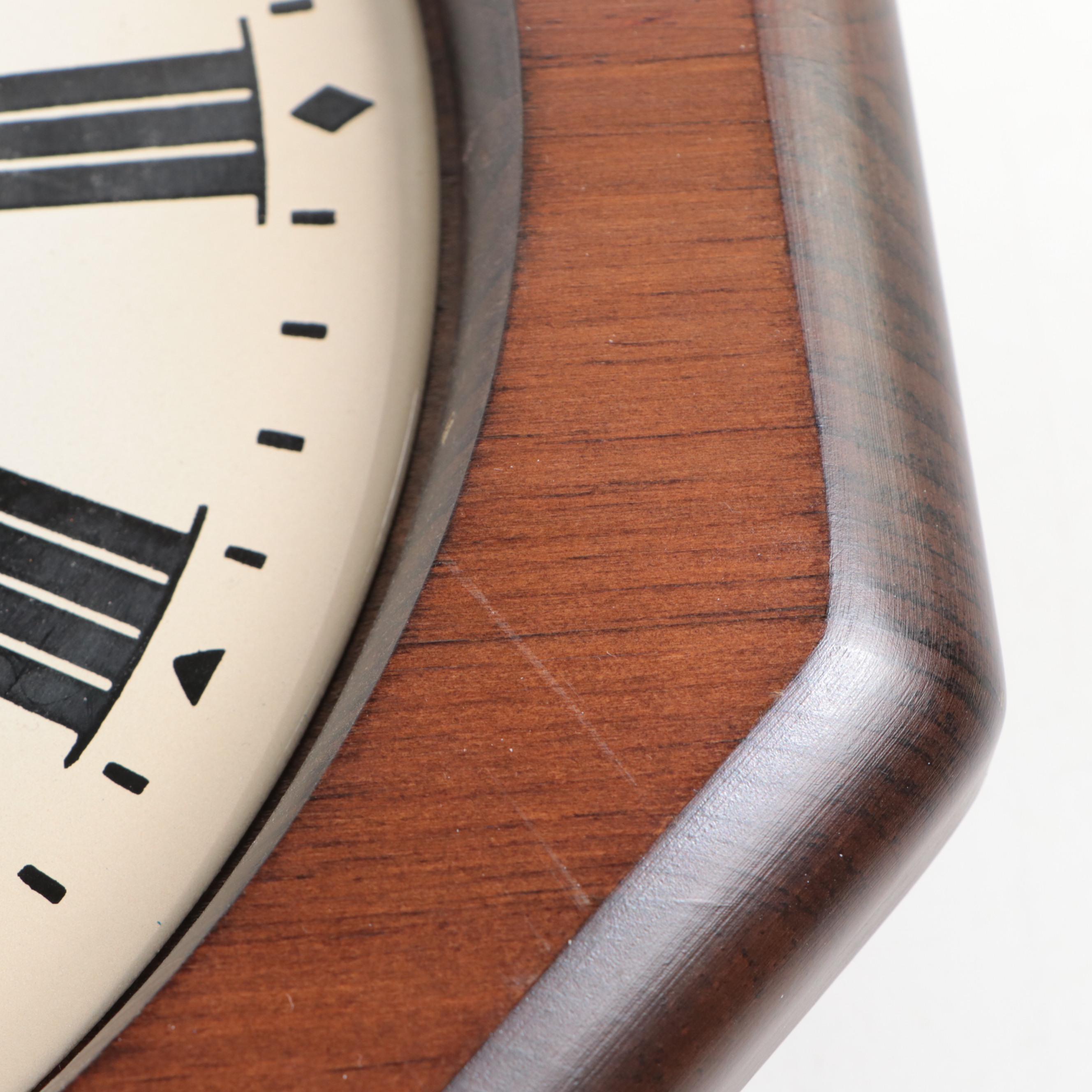 Seth Thomas Wood Case Wall Clock with Floral Garland Detail