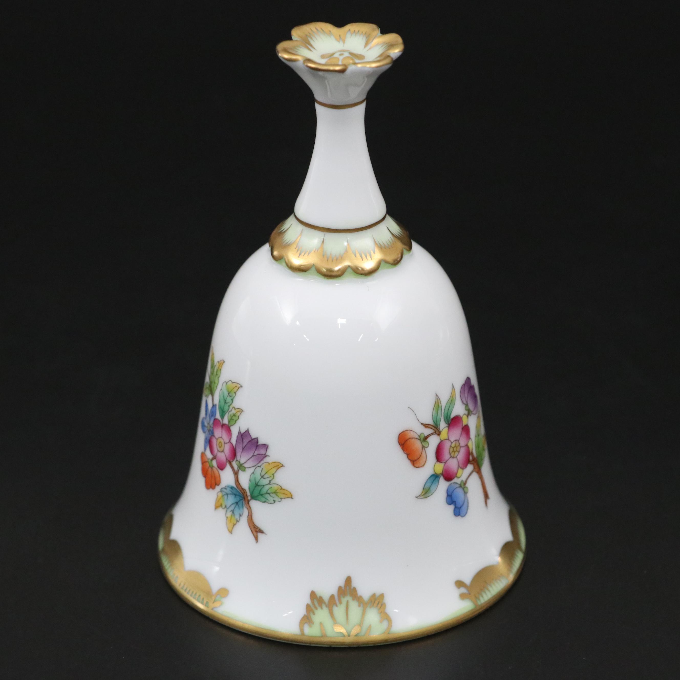 Herend "Queen Victoria" Porcelain Bell with Flower Finial Everything