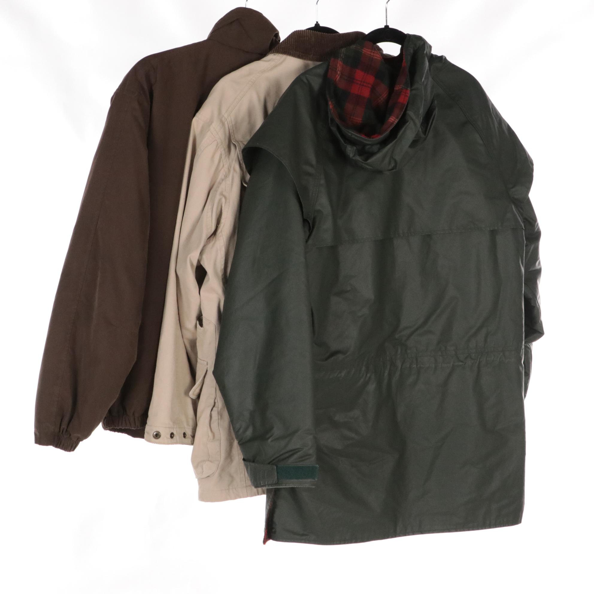 Men's Woolrich Raincoat, Roundtree & Yorke Barn Coat, St. John's Bay Zip Jacket