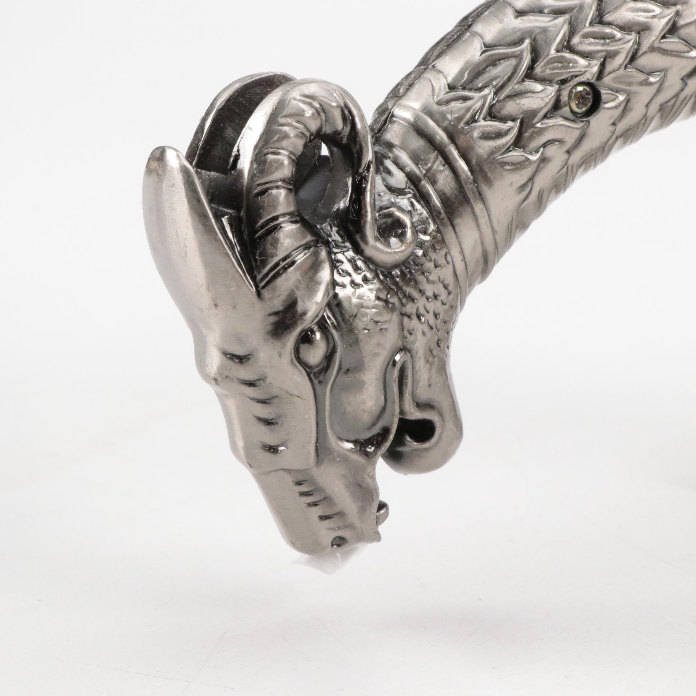 Satin Stainless Dragon-Themed Fantasy Curved Knife with Custom Sheath