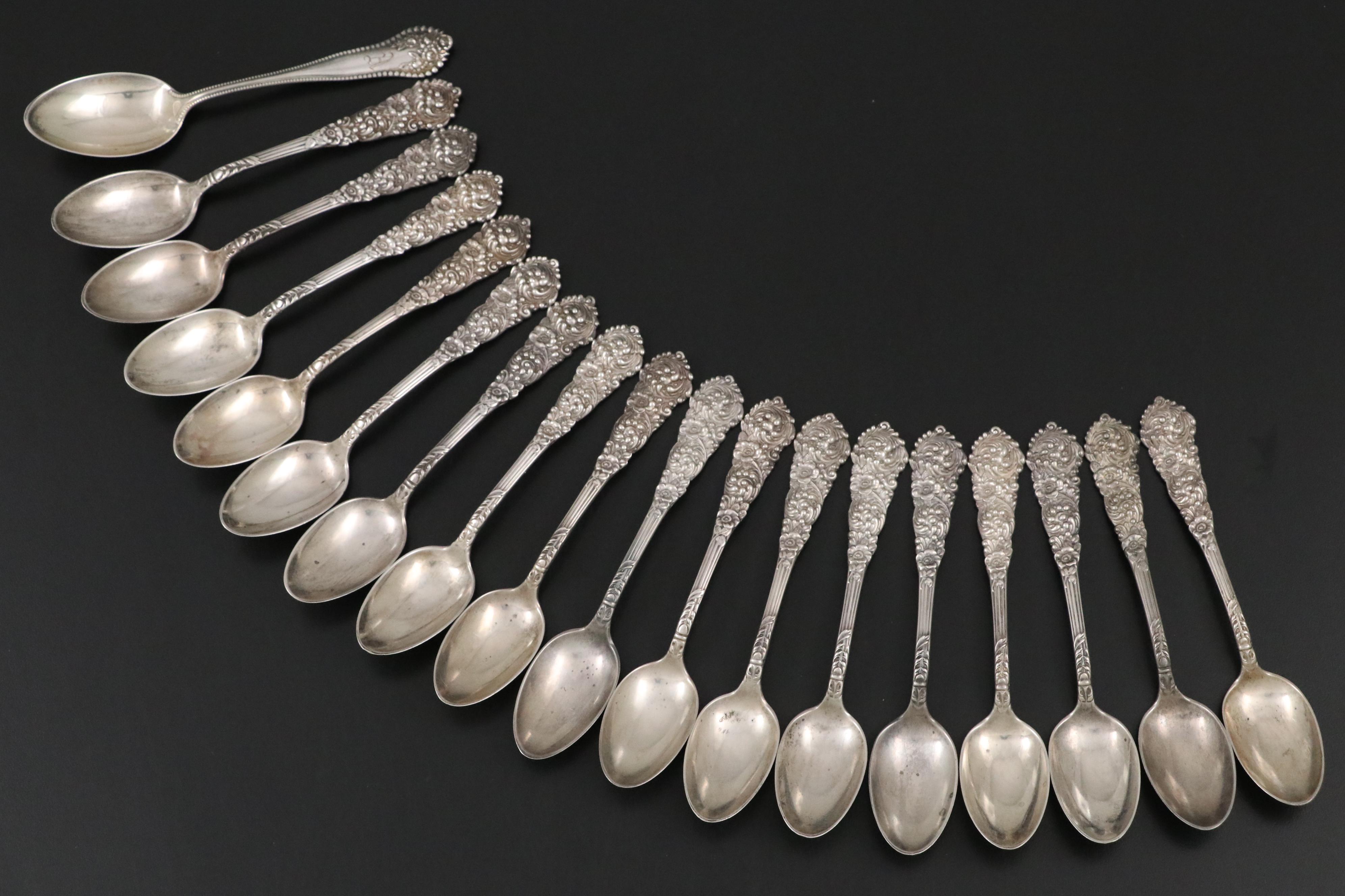 Reed & Barton "Trajan" and Gorham "Golden Lancaster" Sterling Teaspoons