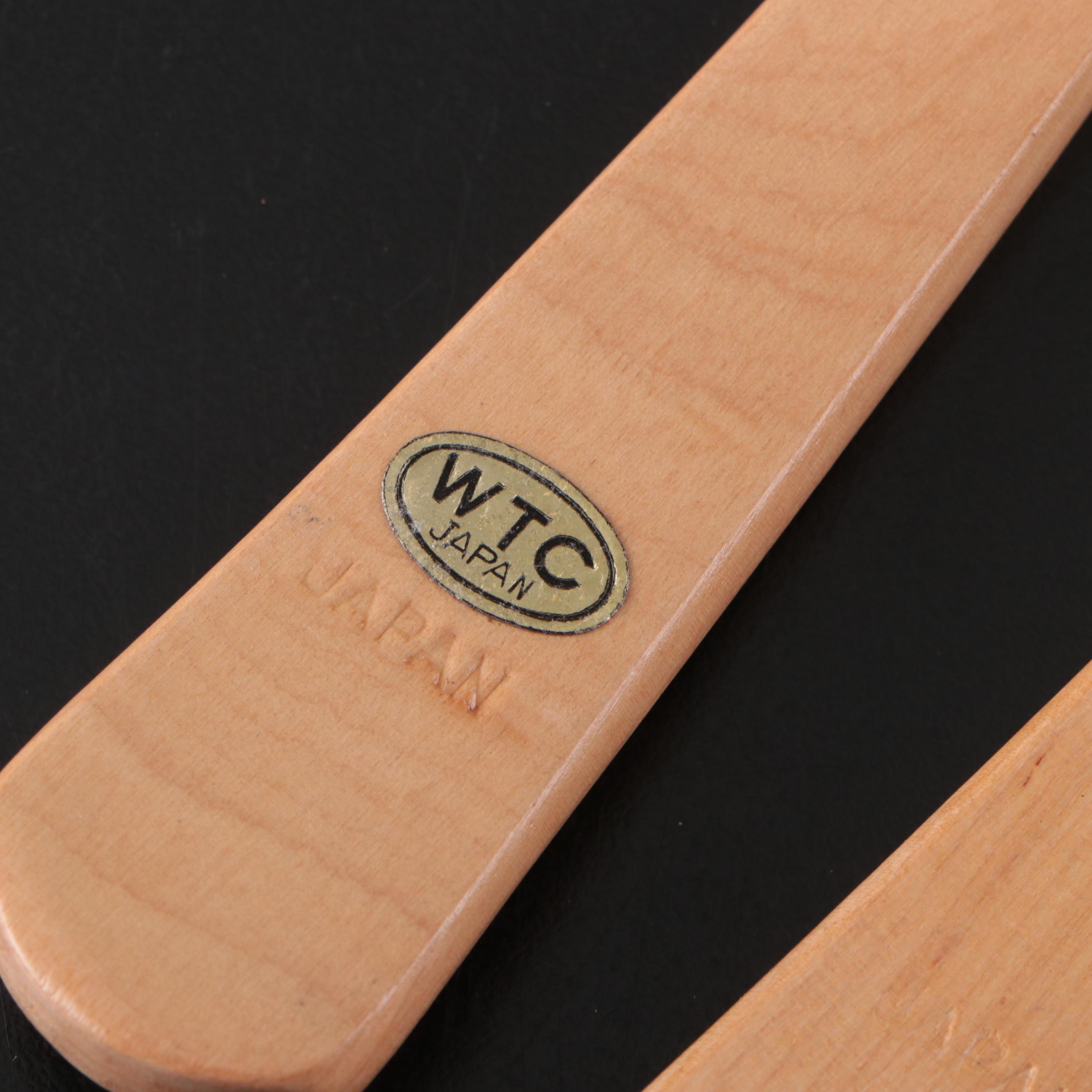 Hazel Atlas Mid Century Modern Frosted Glass Salad Set with Wood Salad Servers