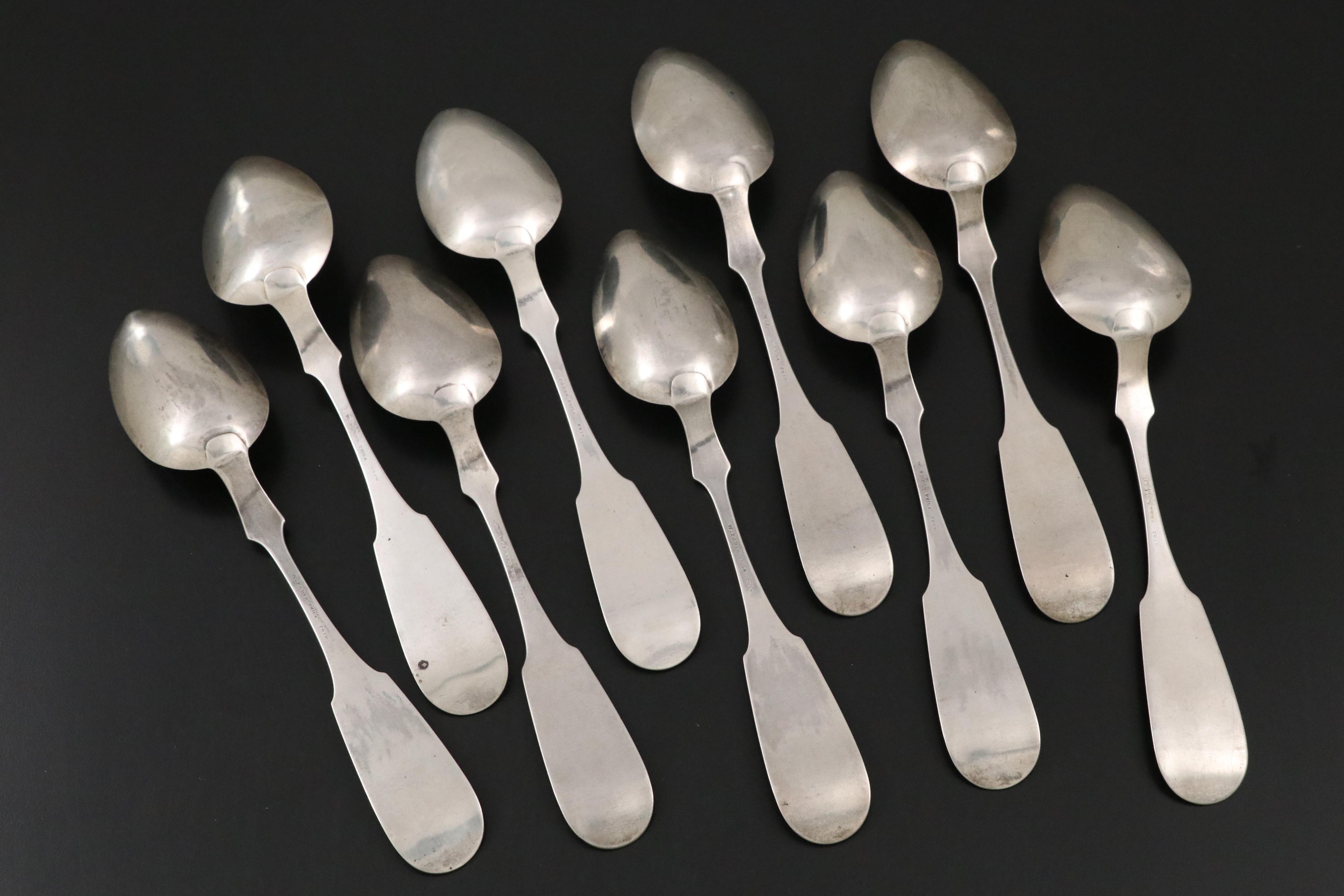 W. Faber Coin Silver Tablespoons, Mid-19th C.