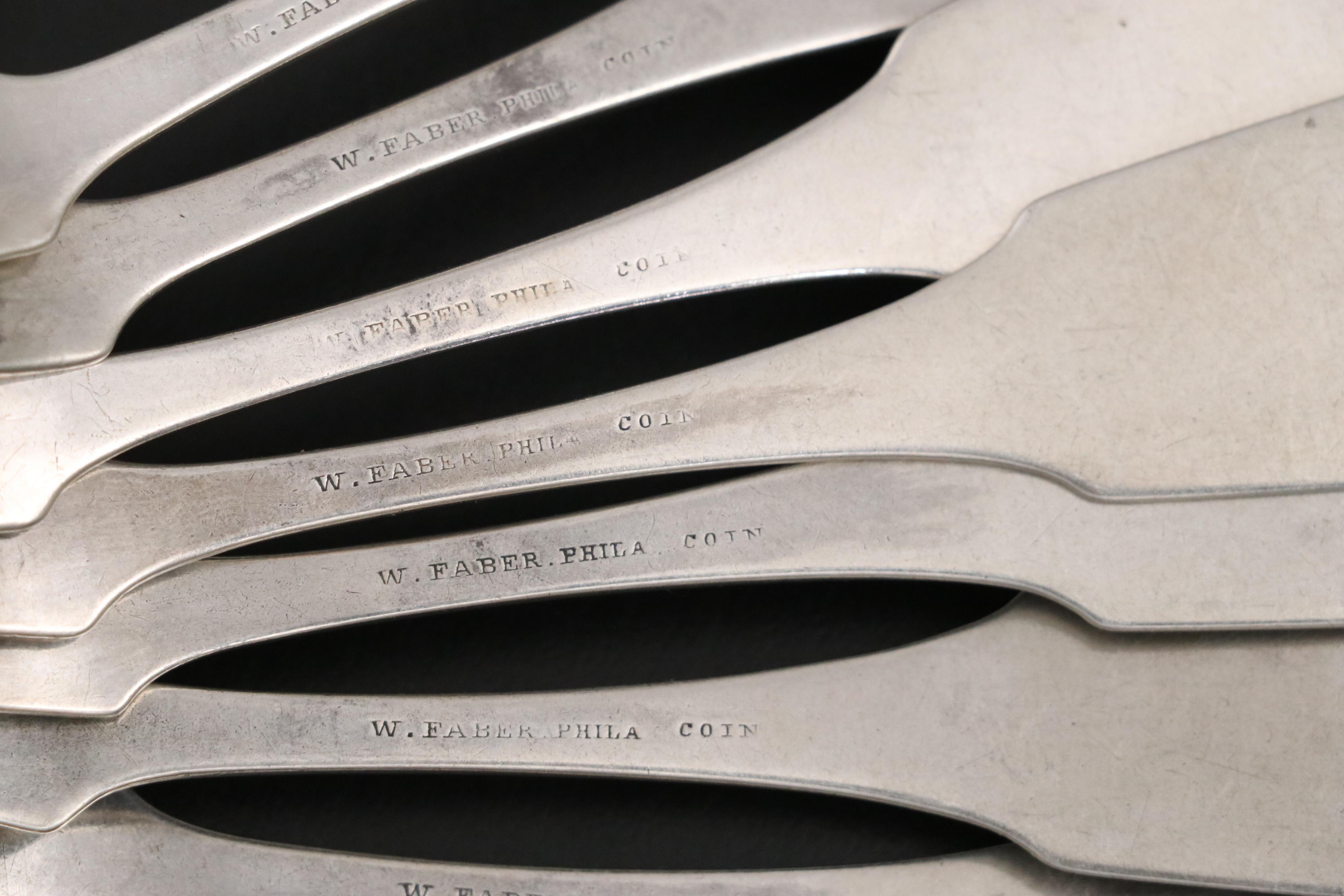W. Faber Coin Silver Tablespoons, Mid-19th C.
