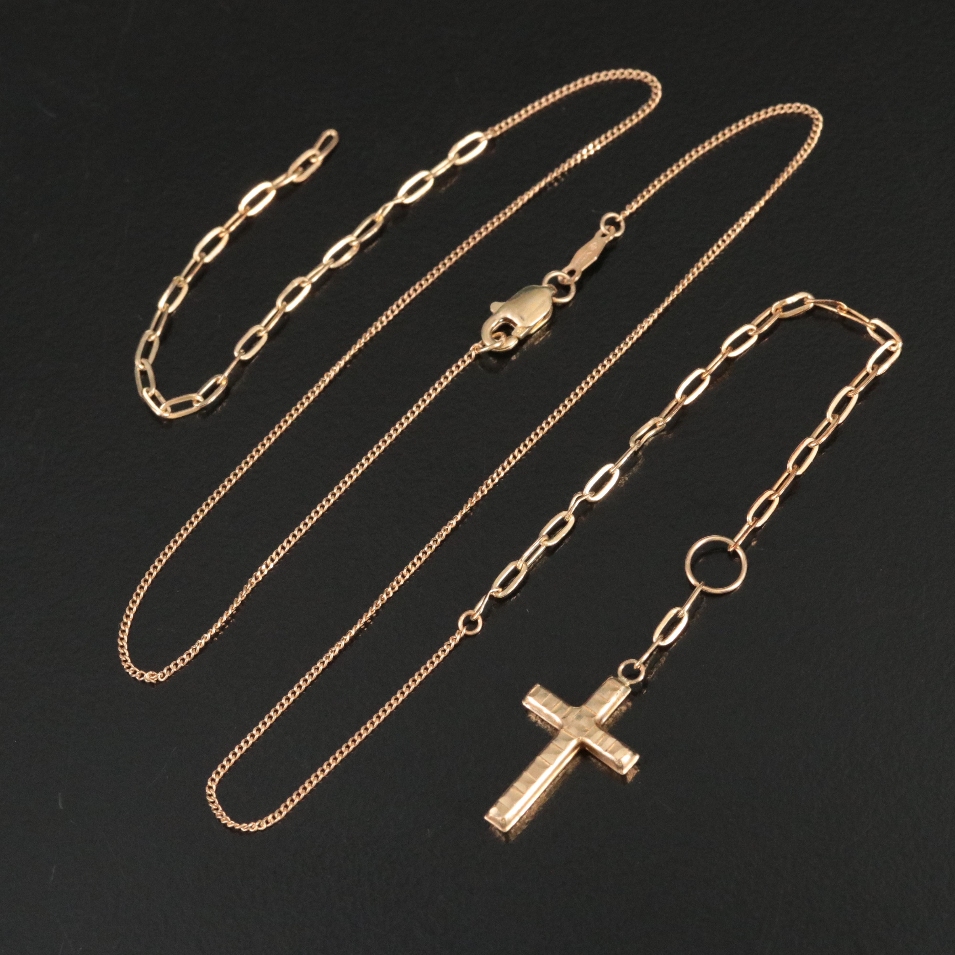 14K and 10K Cross Pendant Necklace