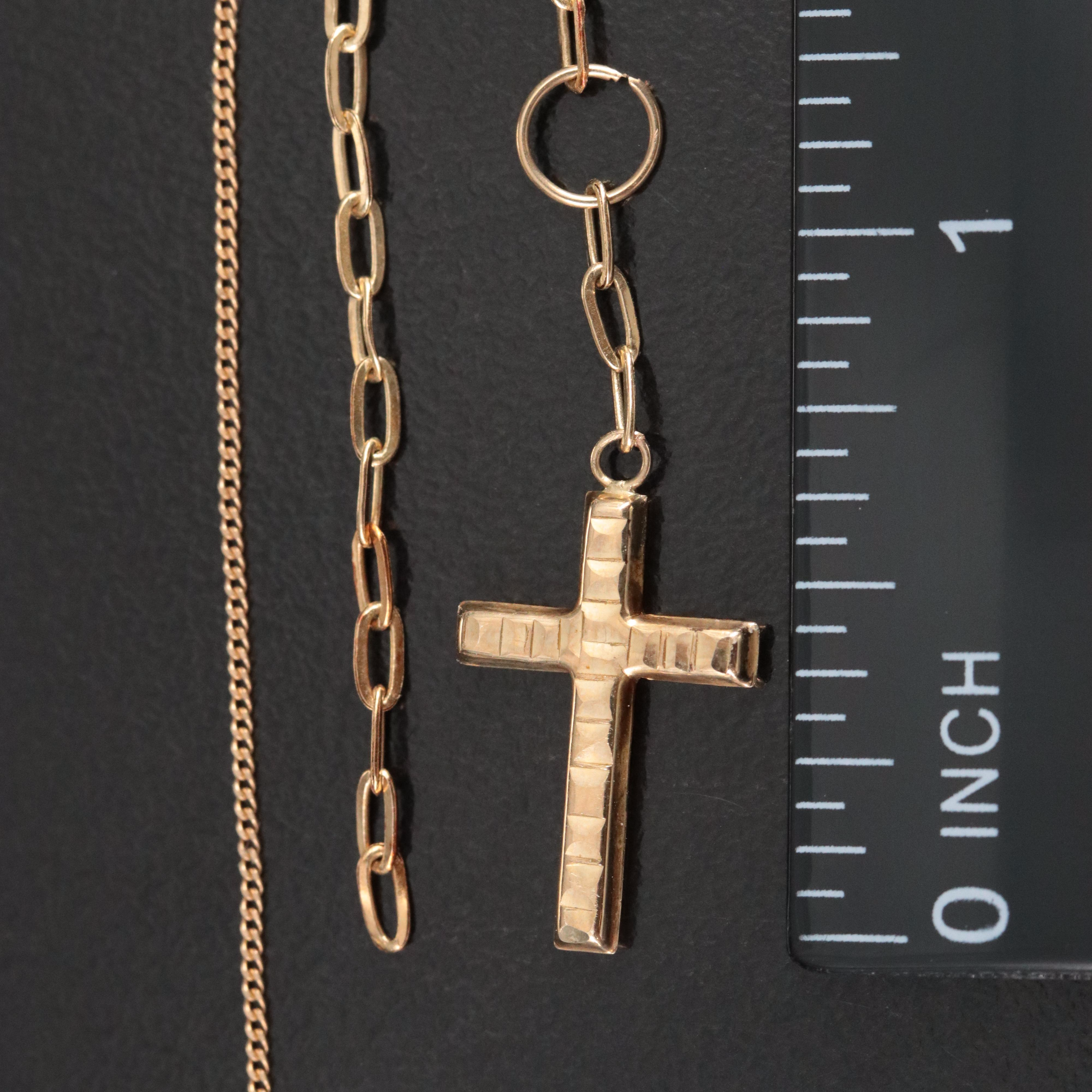 14K and 10K Cross Pendant Necklace