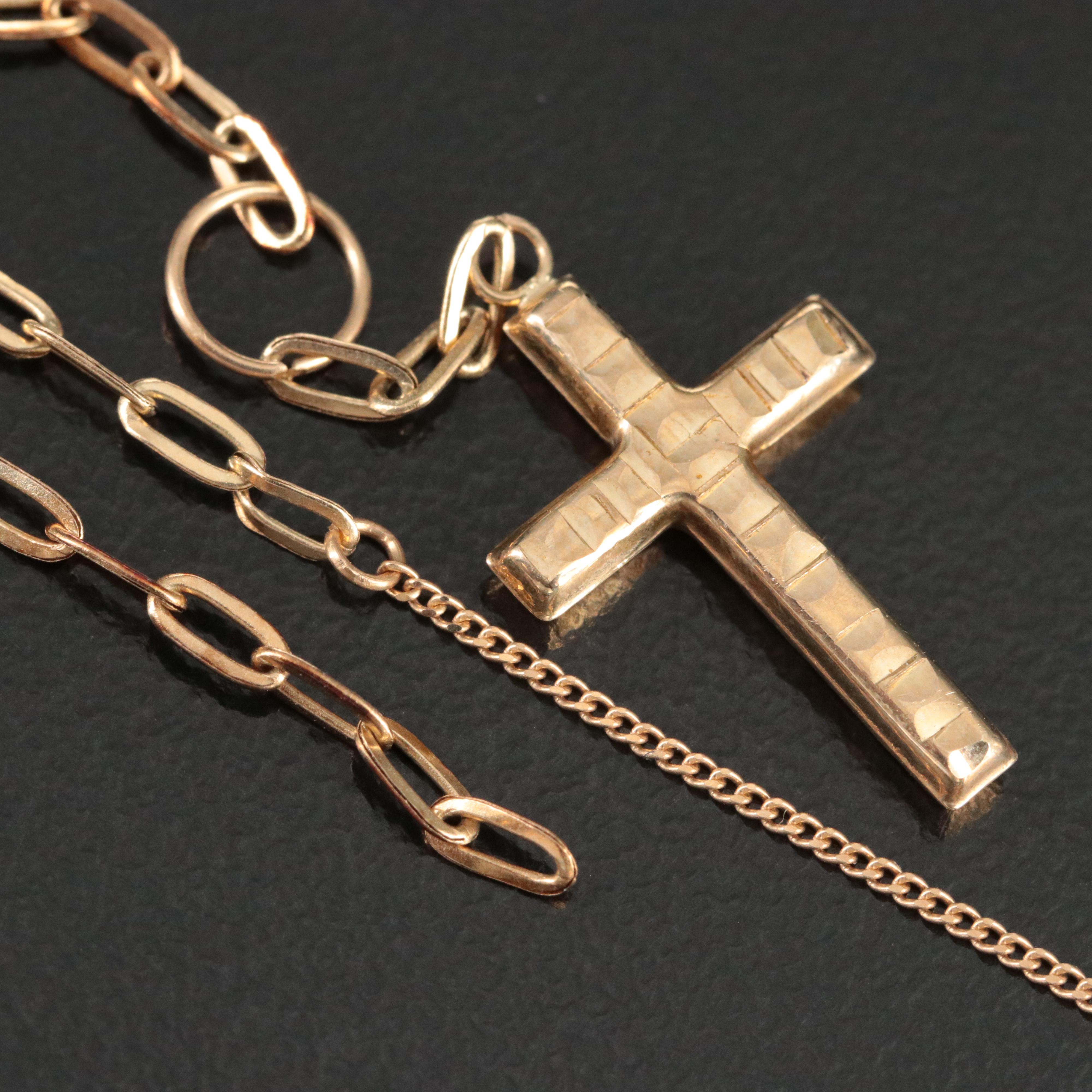 14K and 10K Cross Pendant Necklace