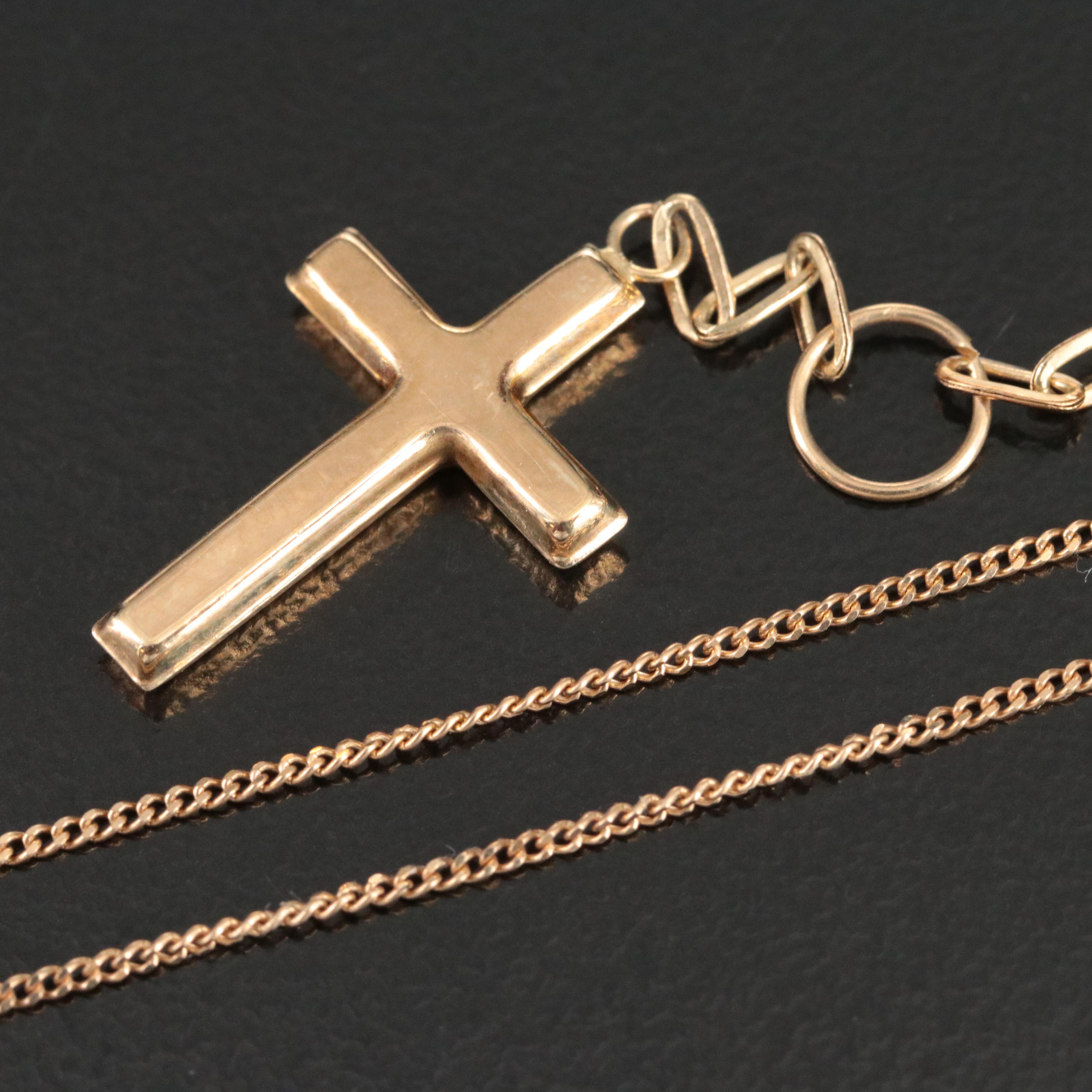 14K and 10K Cross Pendant Necklace