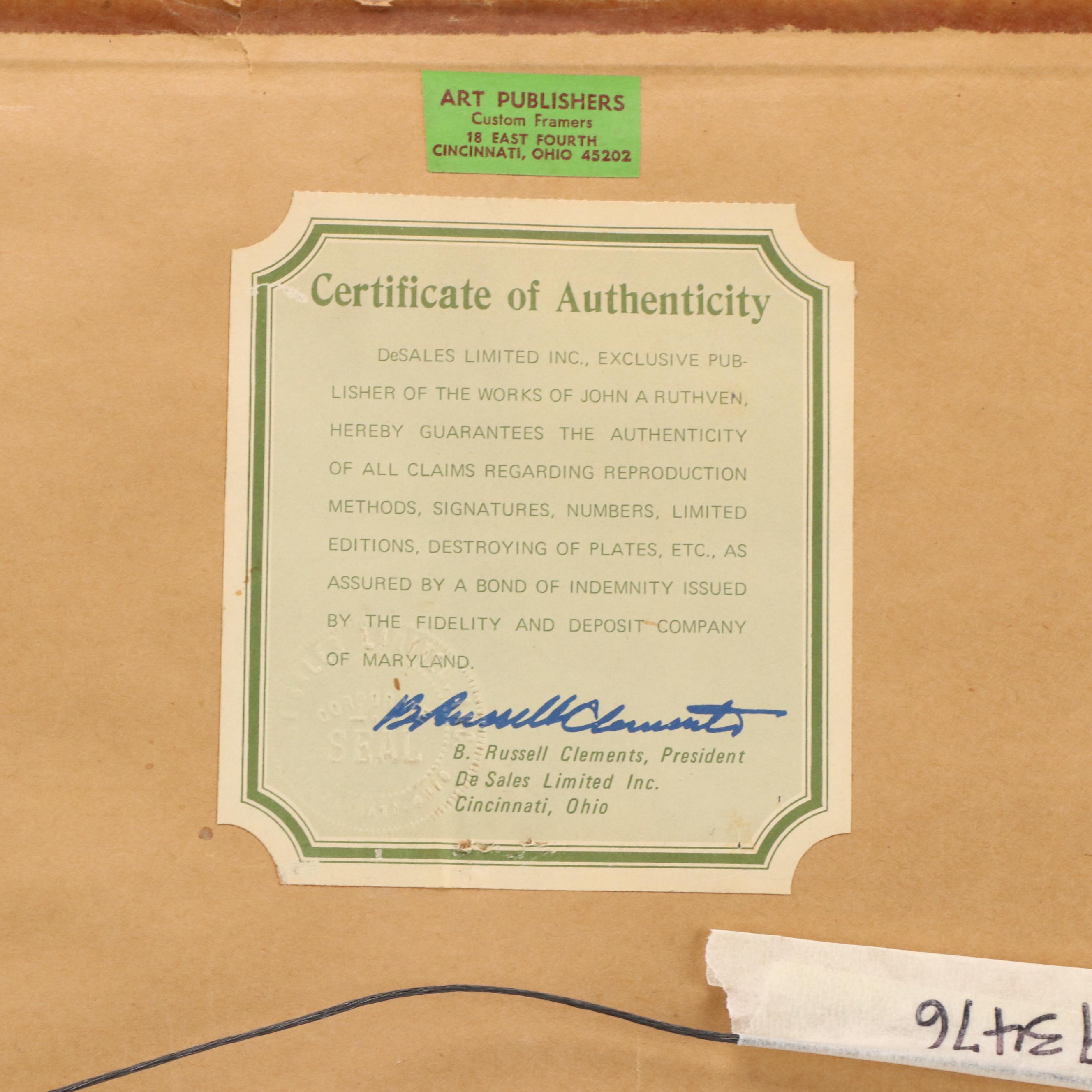 John A. Ruthven Offset Lithograph "Bobwhite Quail"