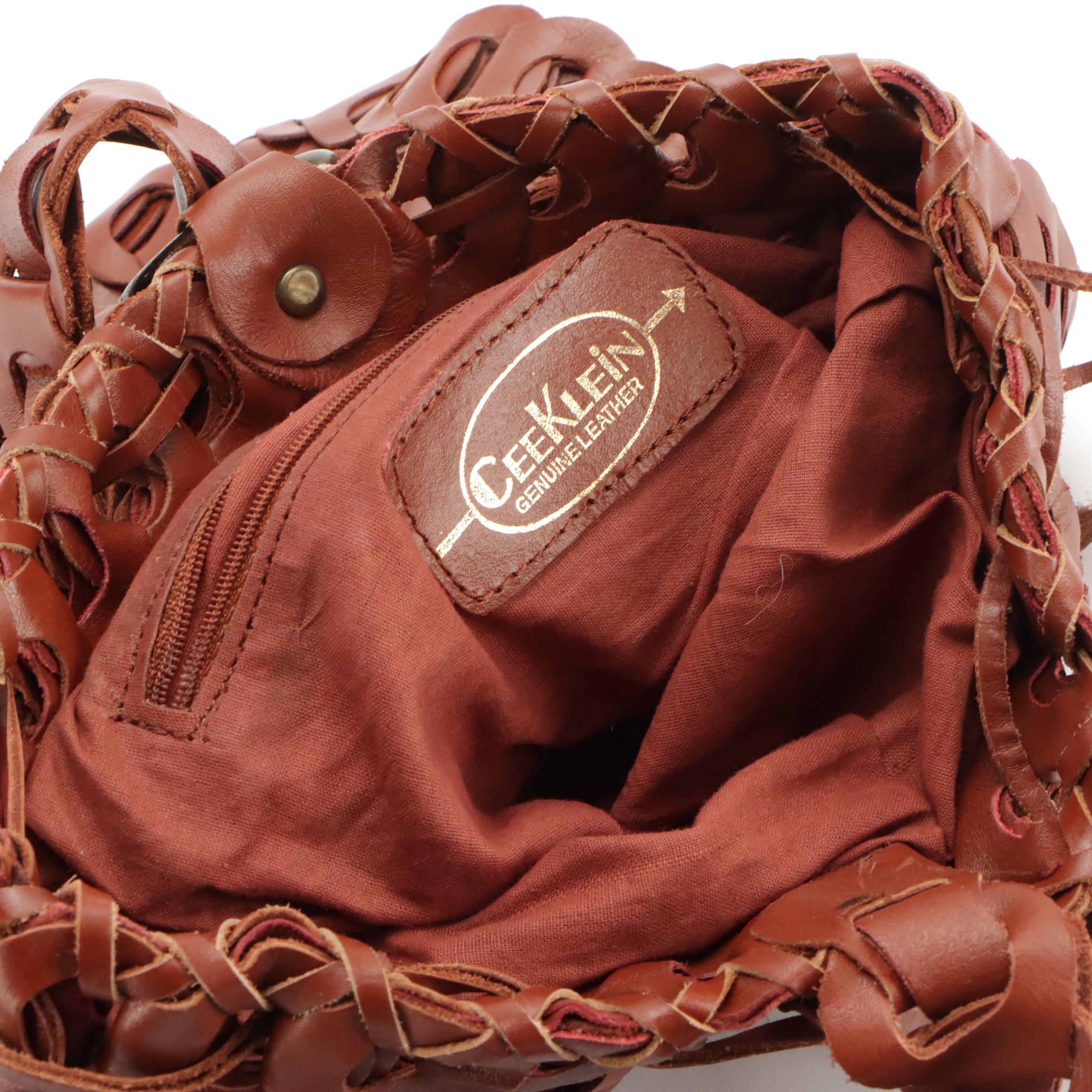 Vintage Carpet Top Handle Bag with Leather Clutches, Tote Bag and Sling Bag