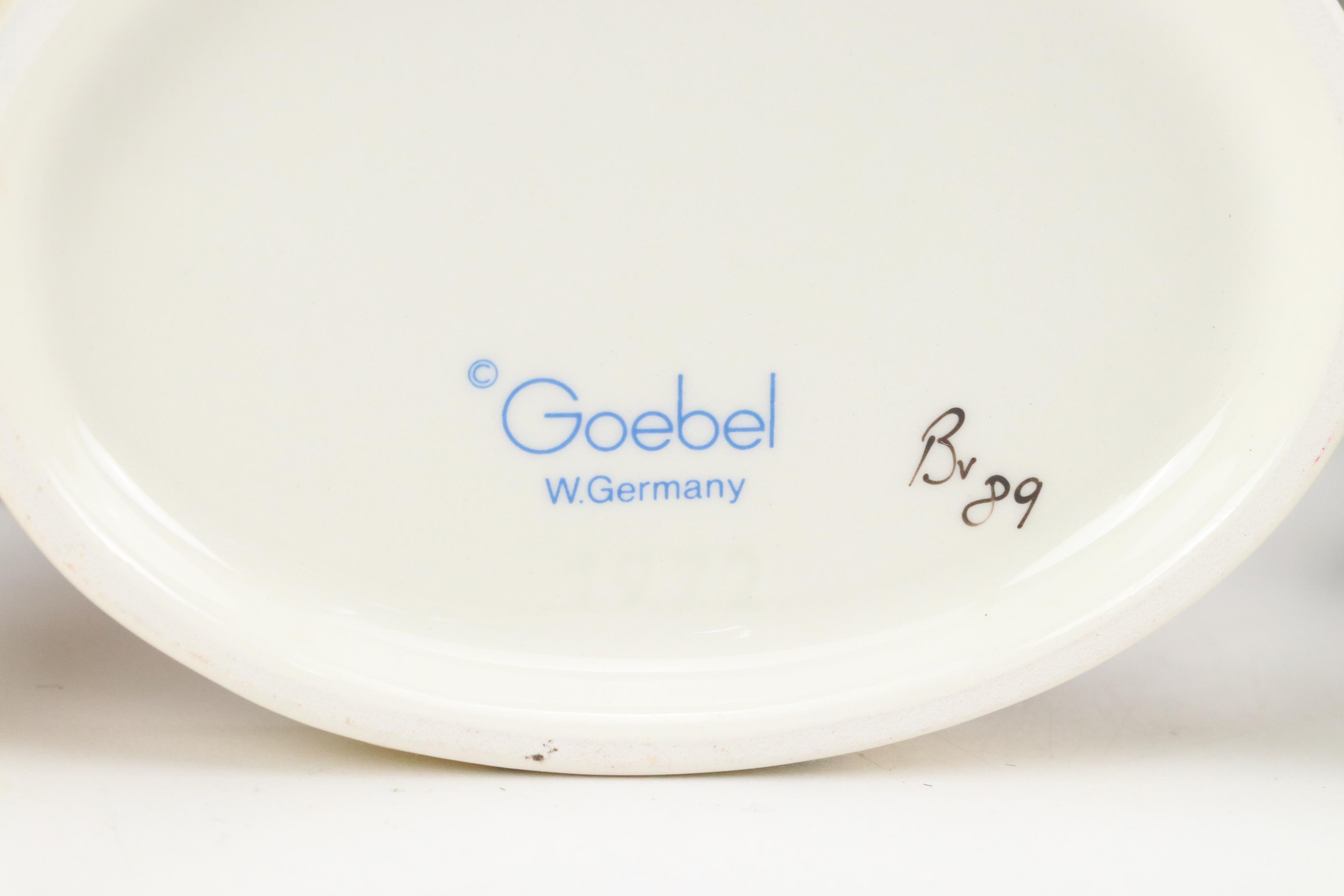 L. E. Smith Hummel Goose Girl Glass Figurine with Other Ceramic Hummel Figurines