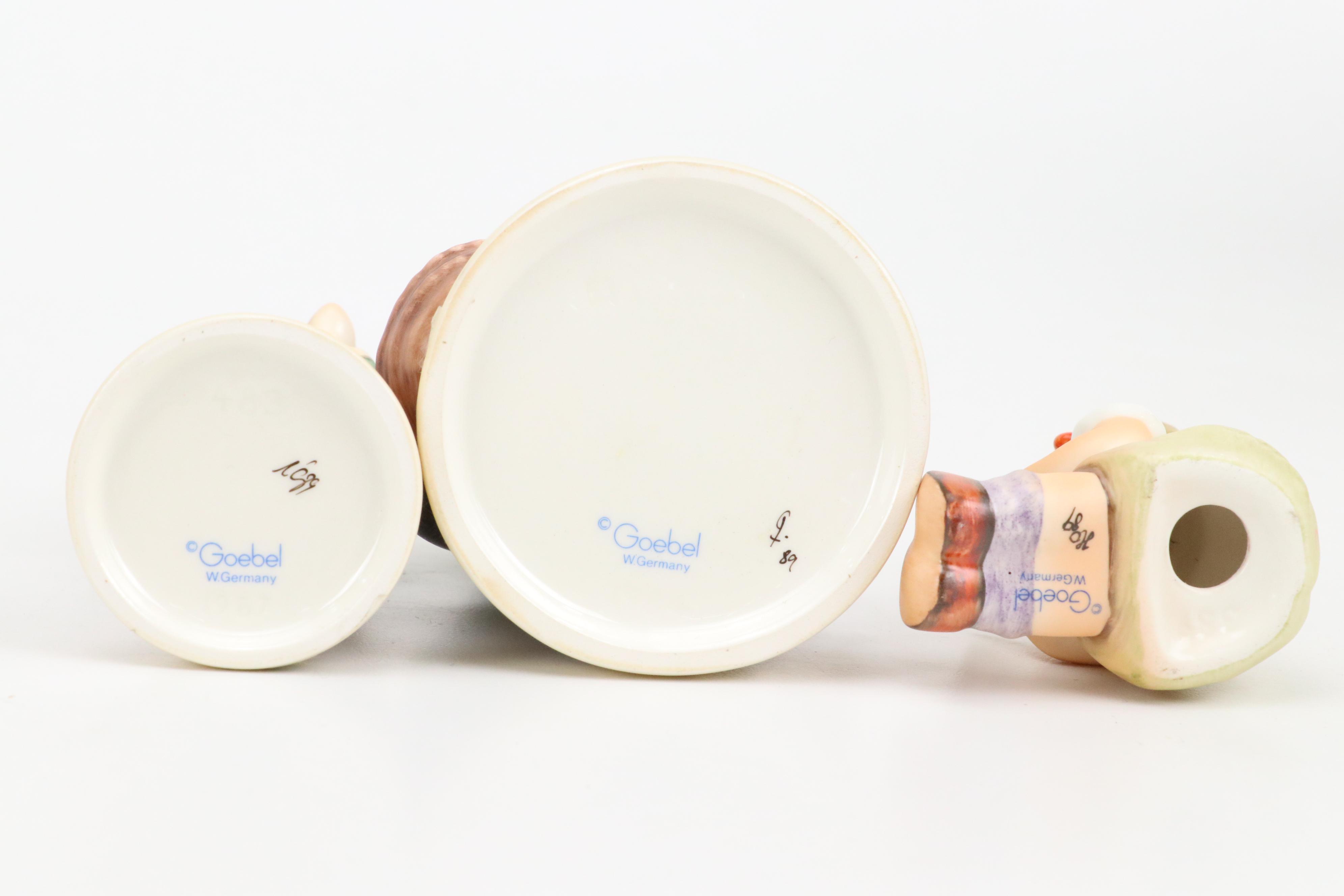 L. E. Smith Hummel Goose Girl Glass Figurine with Other Ceramic Hummel Figurines