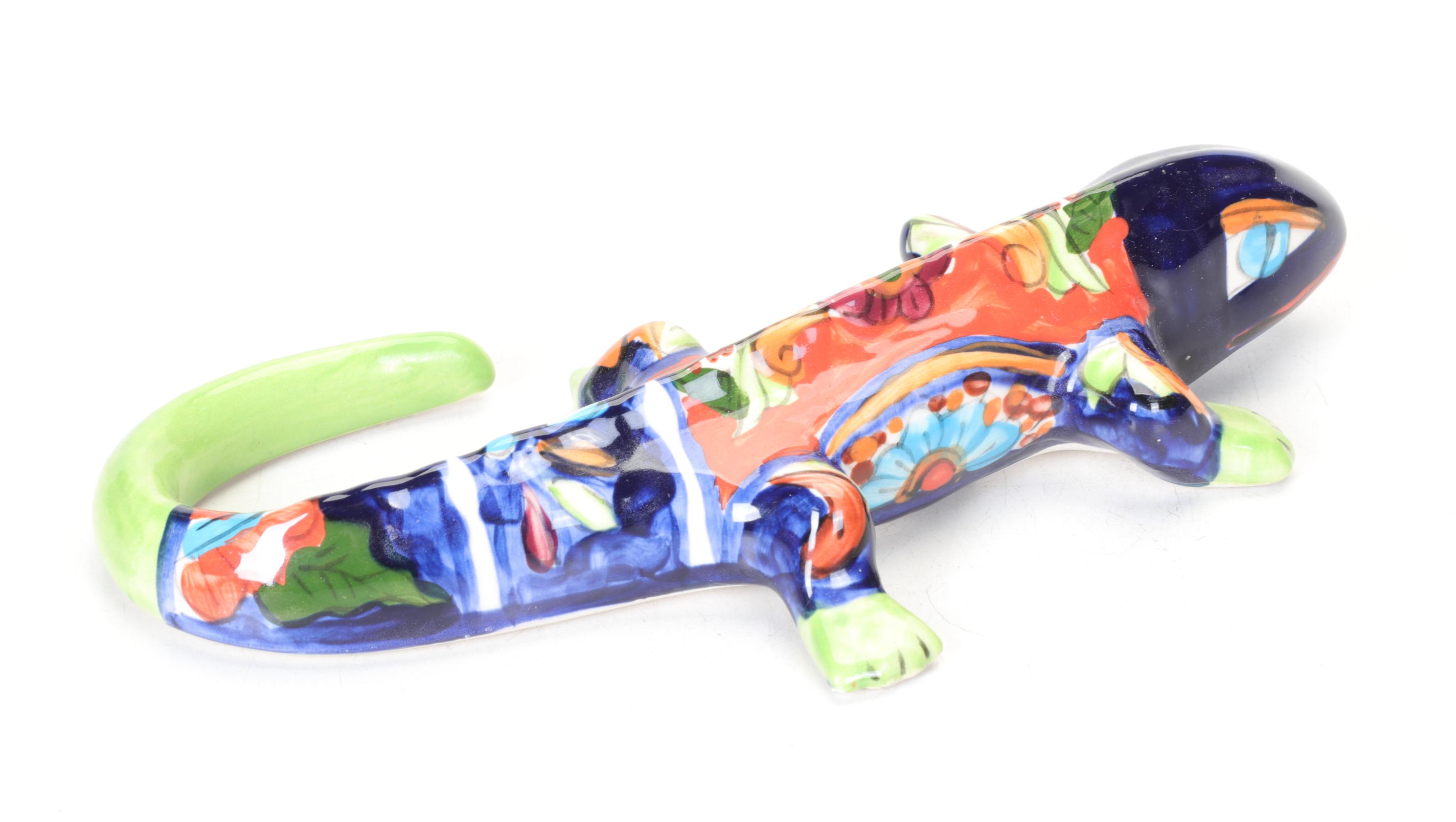 Hand-Painted Mexican Talavera Ceramic Lizards