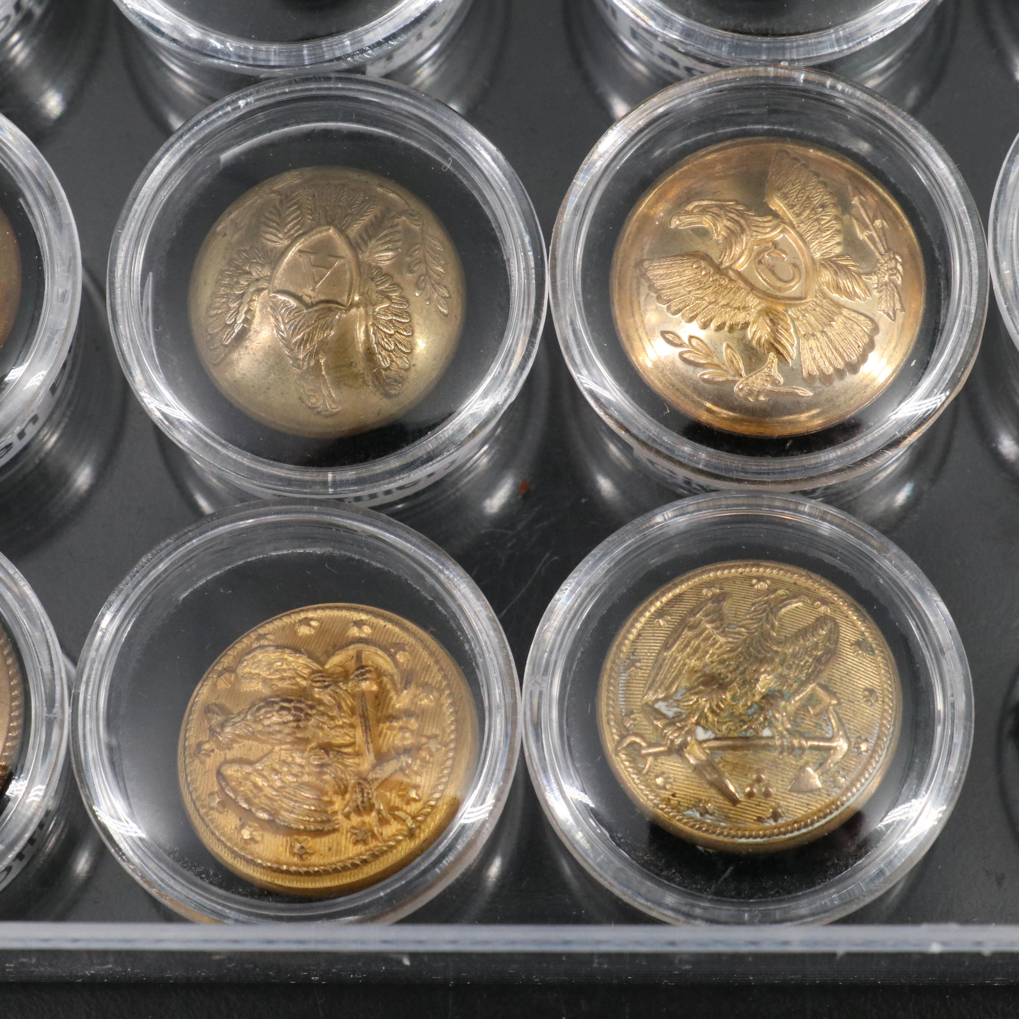 Collection of 18 Original and Reproduction Civil War and Military Buttons