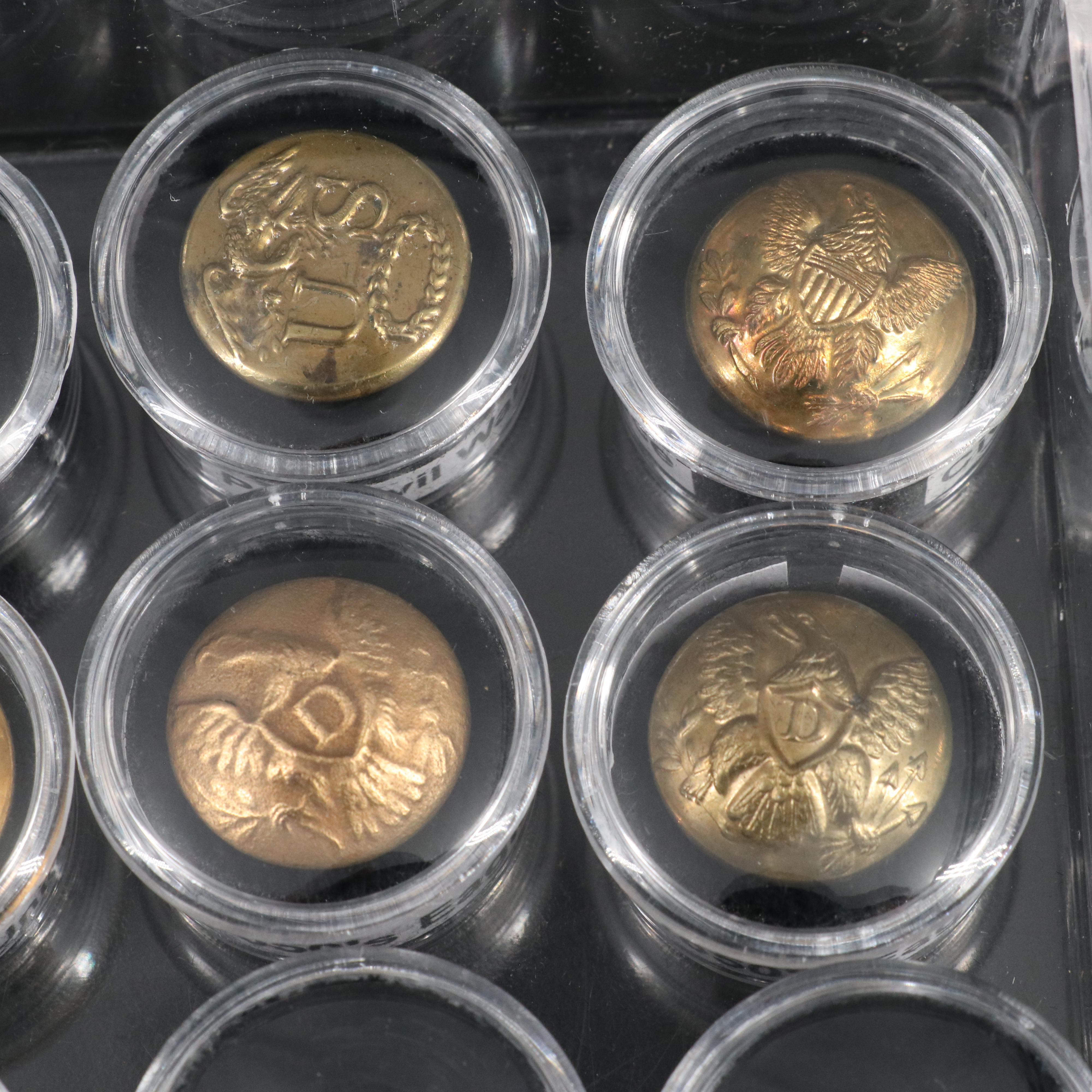 Collection of 18 Original and Reproduction Civil War and Military Buttons