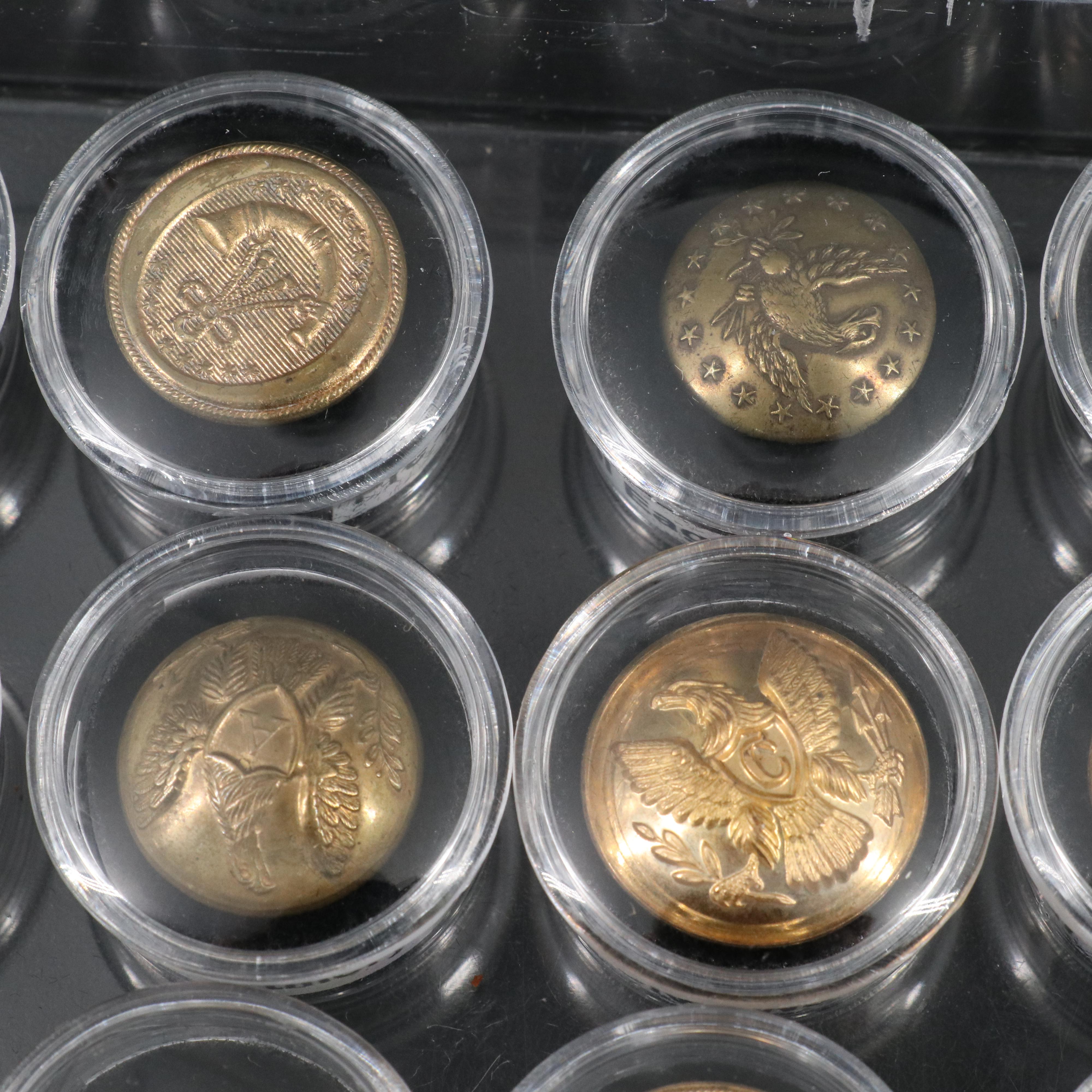 Collection of 18 Original and Reproduction Civil War and Military Buttons