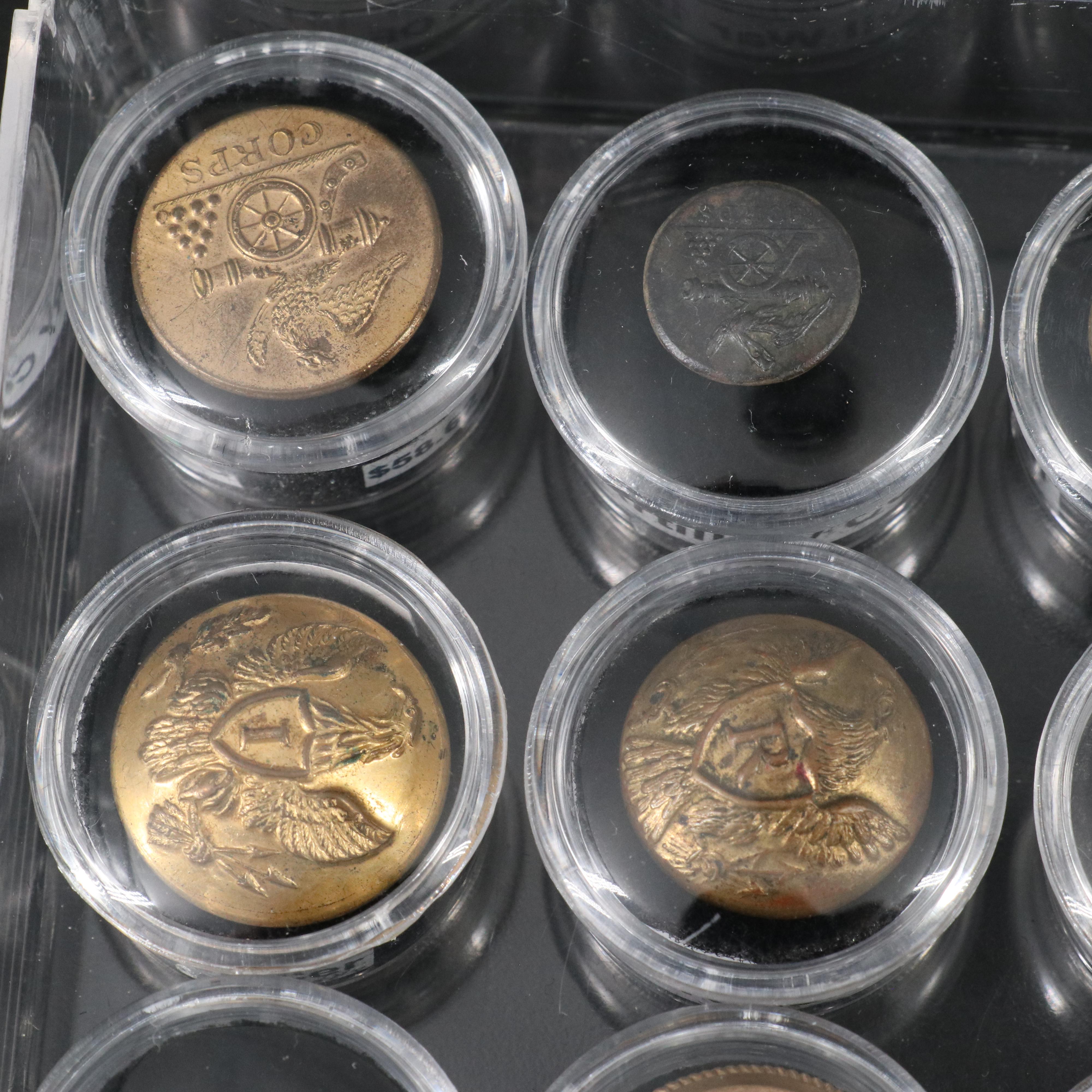 Collection of 18 Original and Reproduction Civil War and Military Buttons