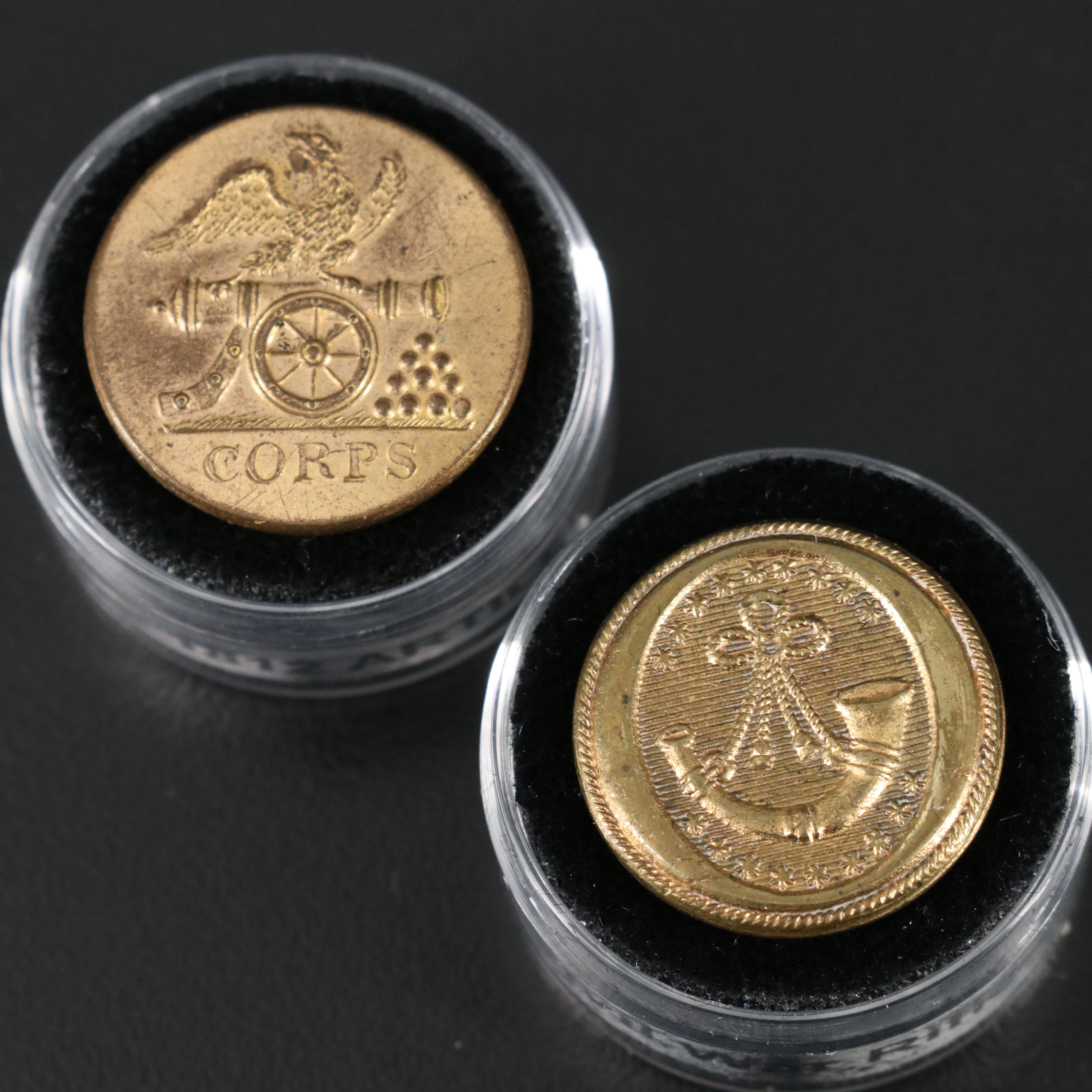 Collection of 18 Original and Reproduction Civil War and Military Buttons