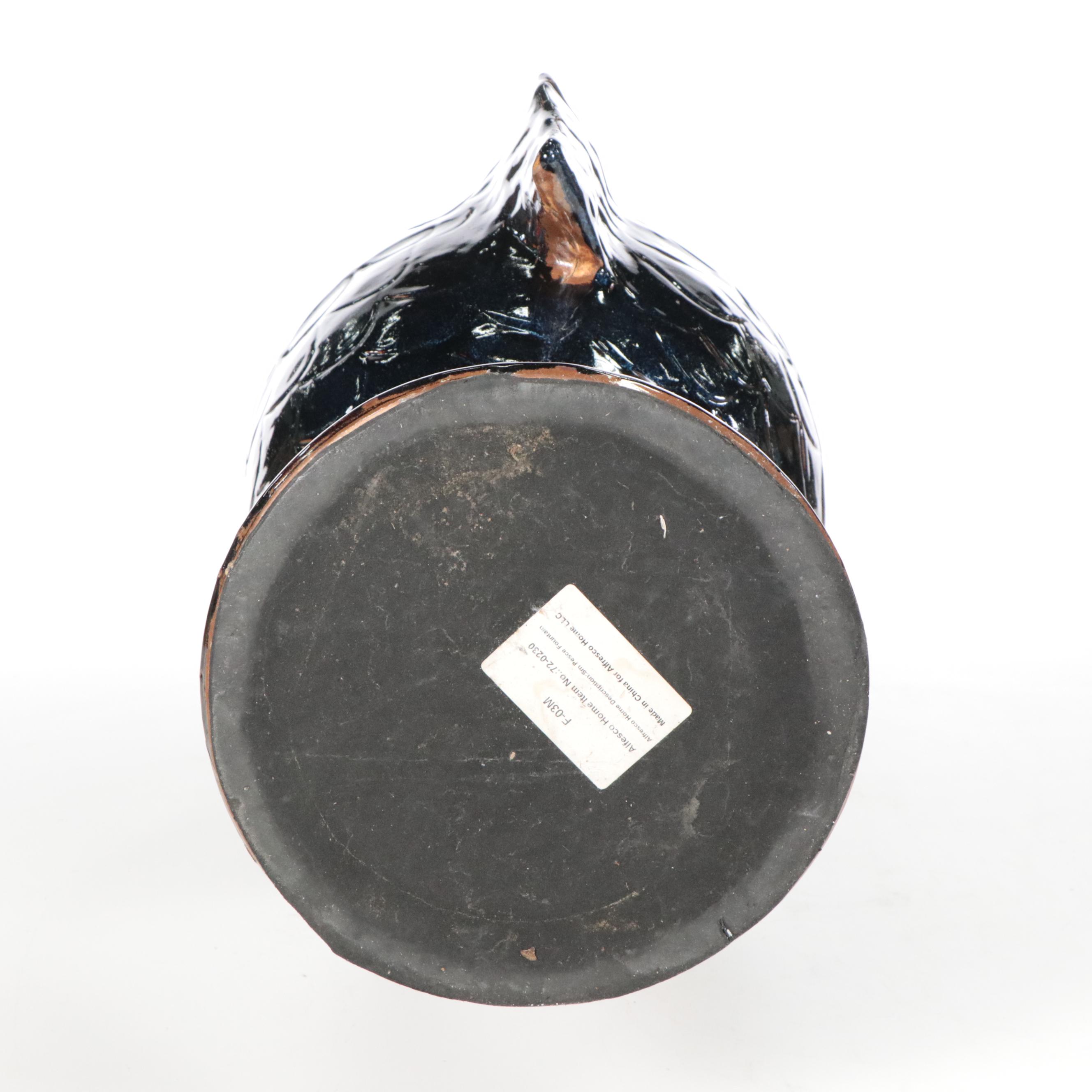 Alfresco Home Blue Glazed Ceramic Fish Water Fountain