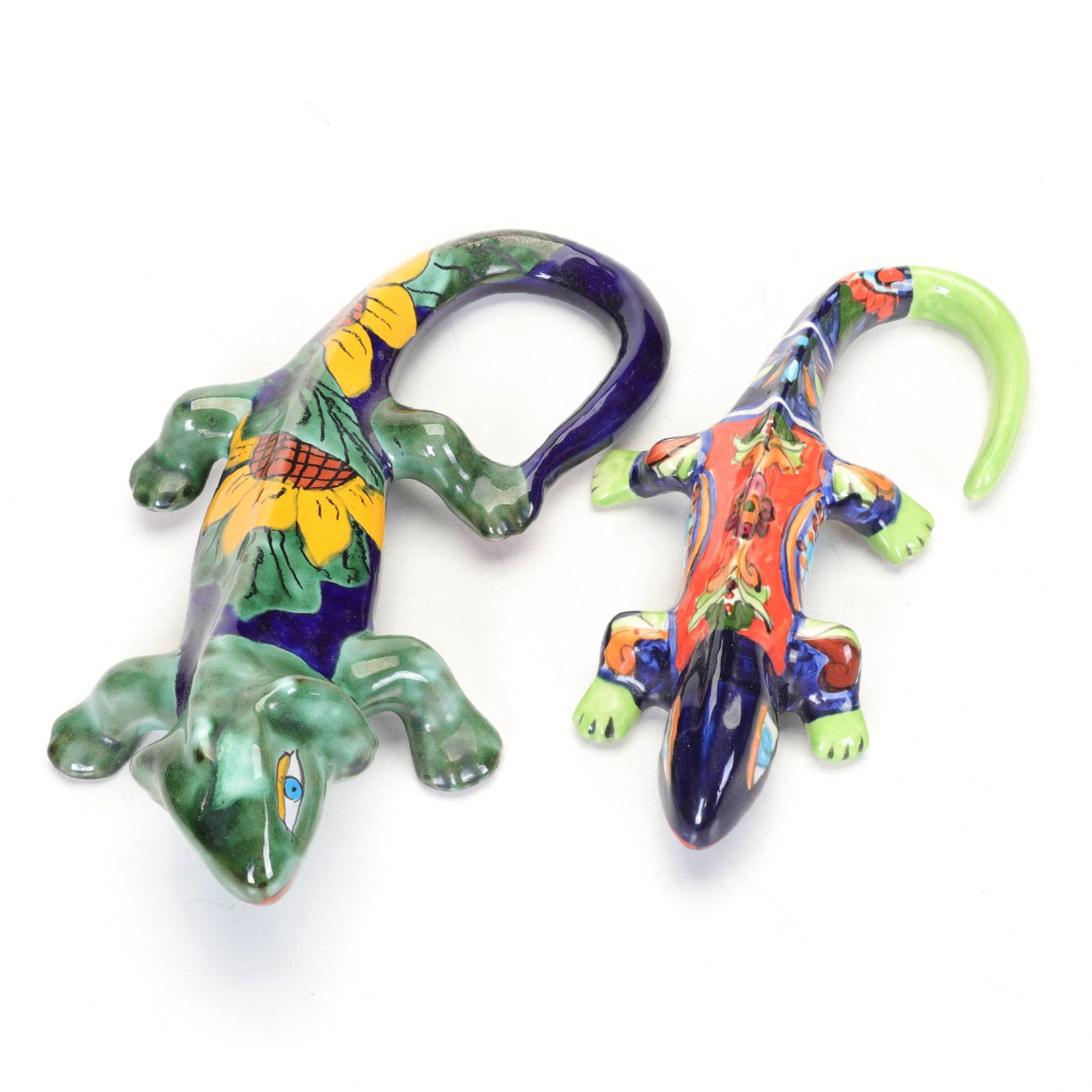 Hand-Painted Mexican Talavera Ceramic Lizards
