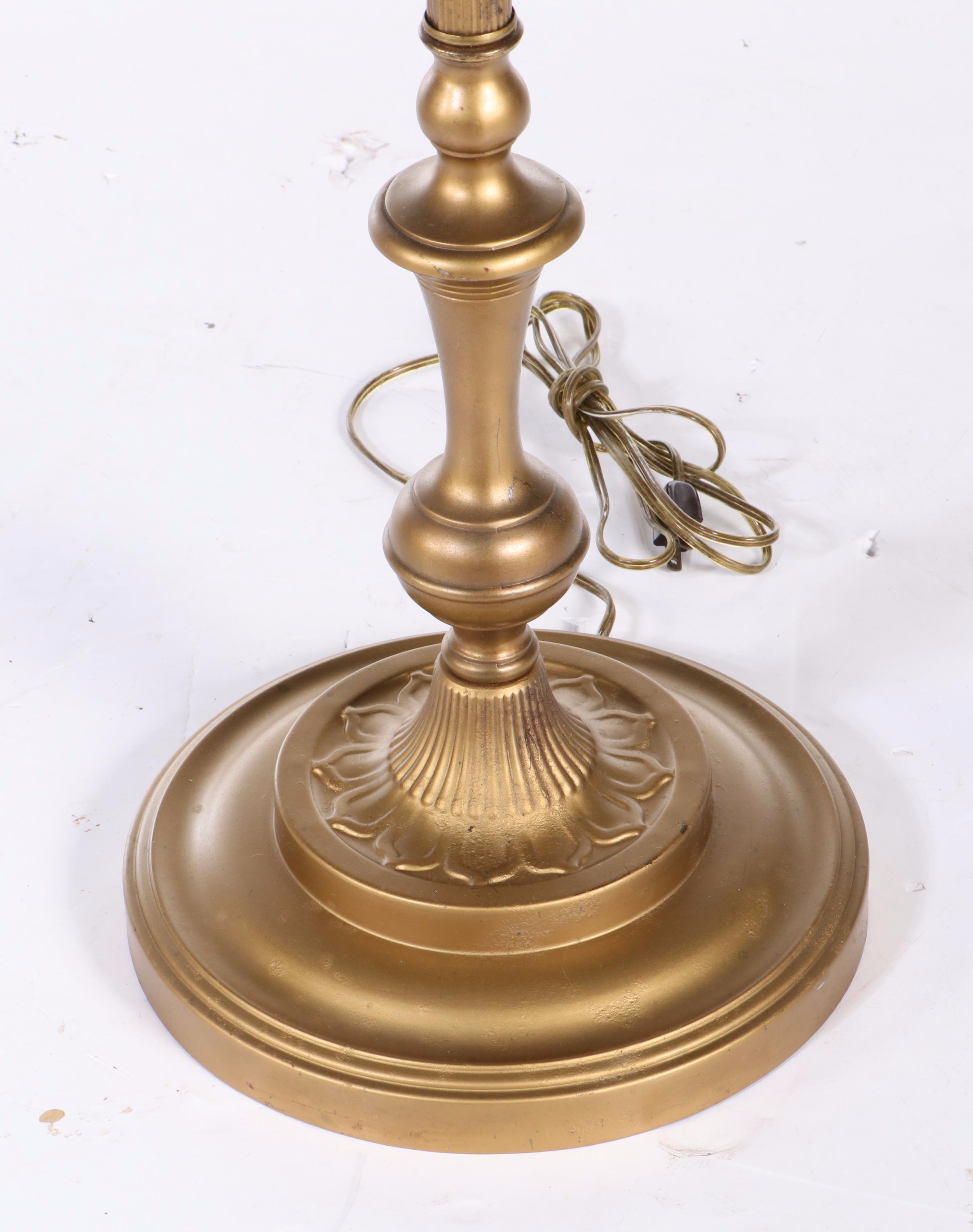 Victorian Gilt Brass with Painted Metal Oil Piano Lamp, Adapted Mid-20th C.