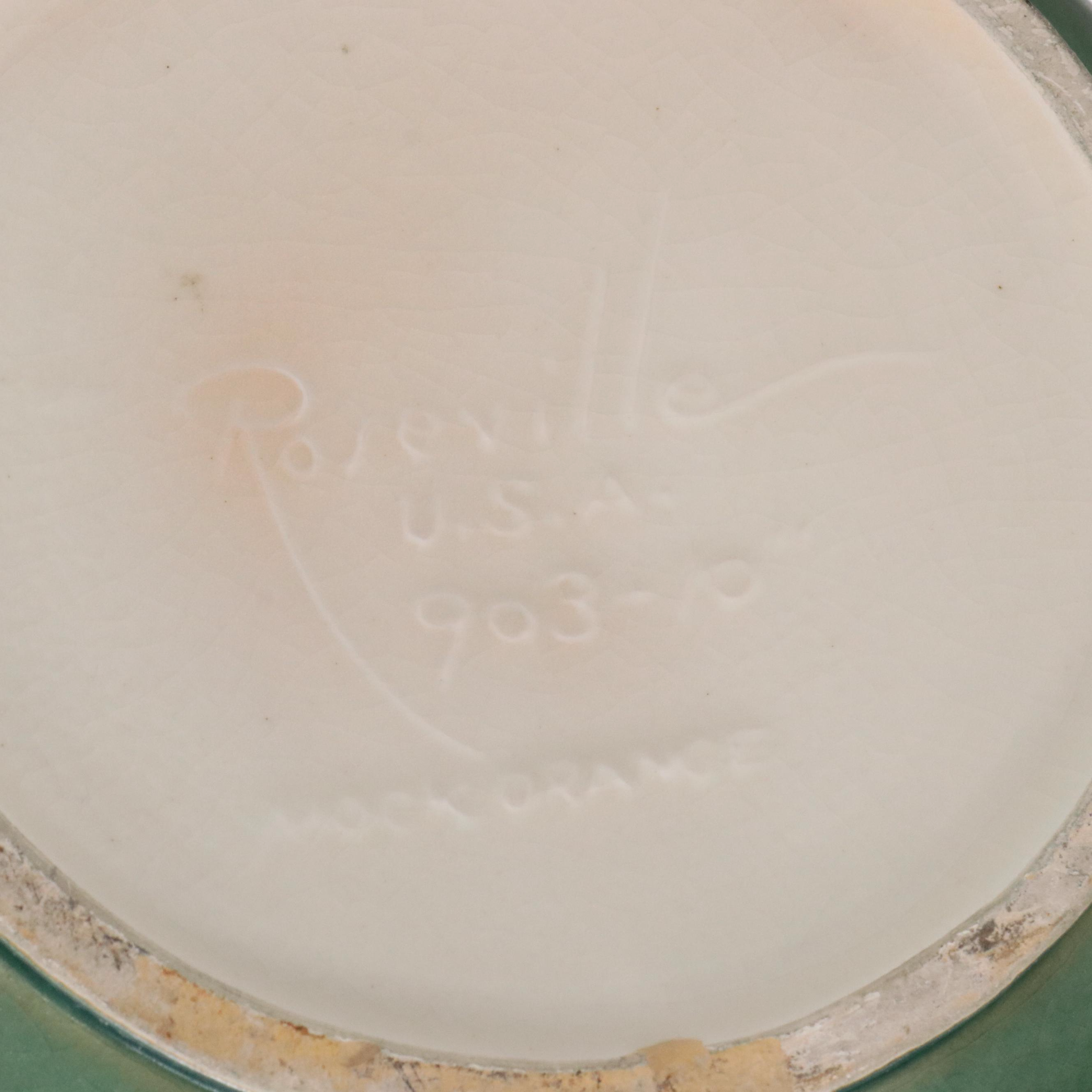 Roseville Pottery "Mock Orange" Green Glazed Ceramic Jardinière and Pedestal