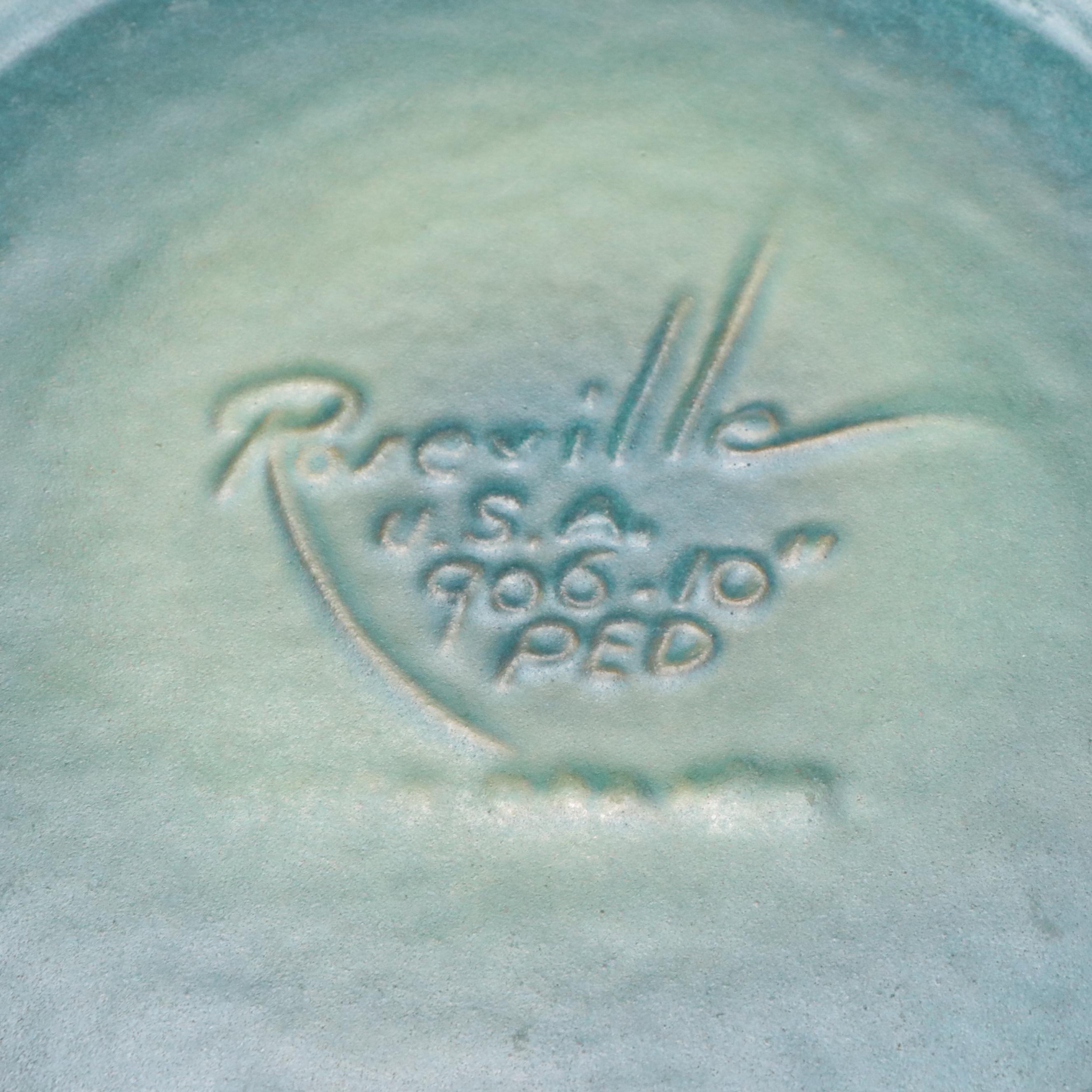 Roseville Pottery "Mock Orange" Green Glazed Ceramic Jardinière and Pedestal