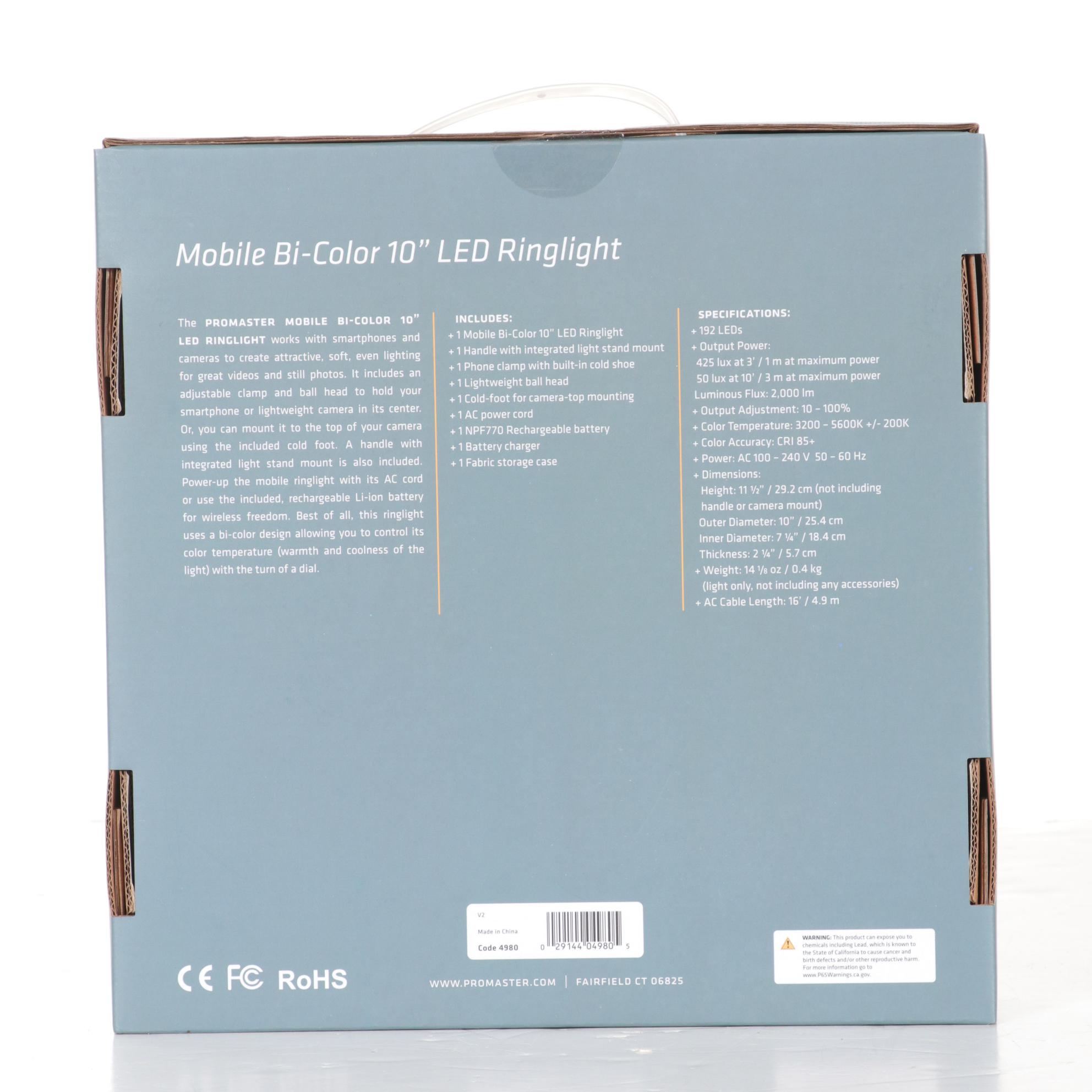 Three ProMaster Mobile 10" Bi-Color LED Ringlights