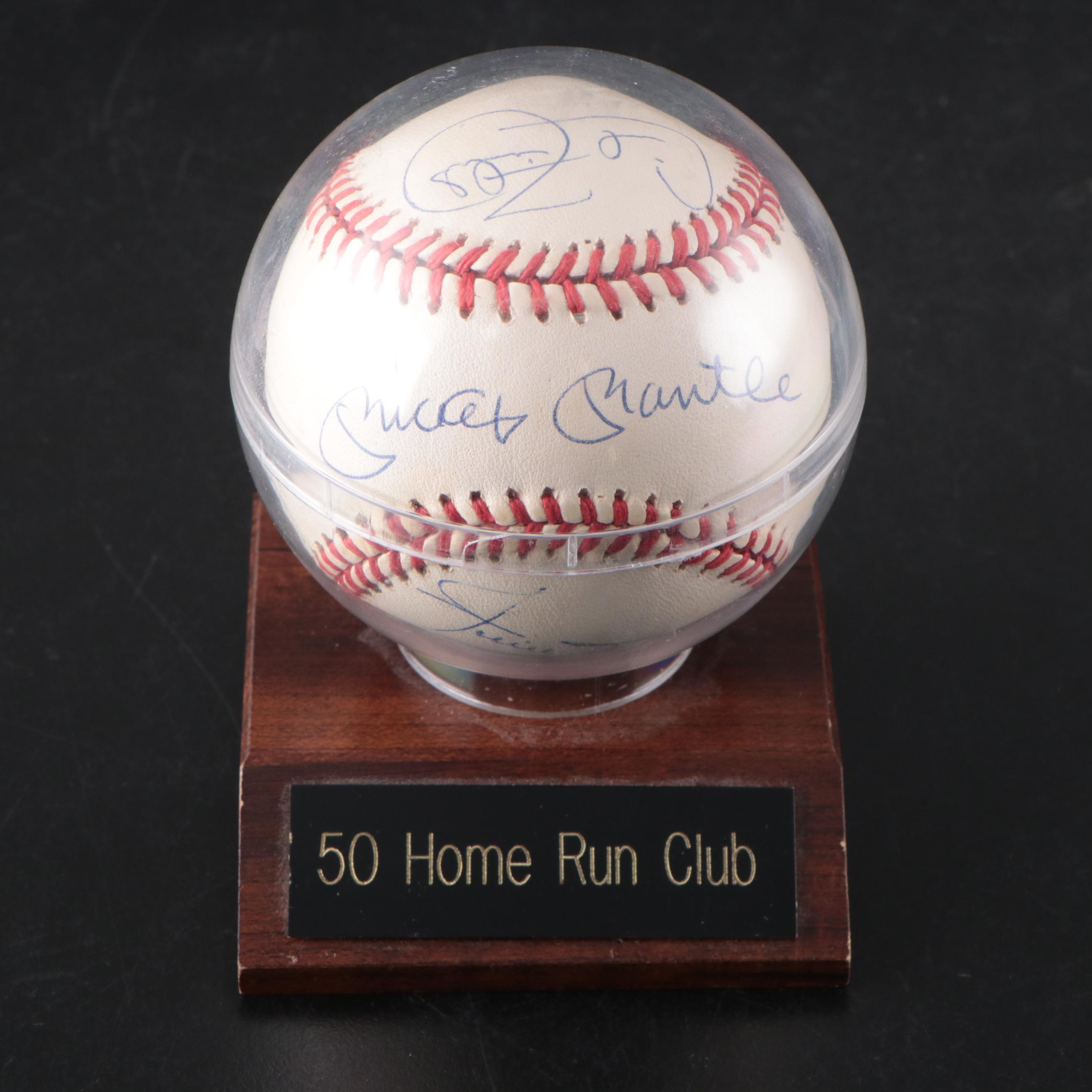 Mickey Mantle, Willie Mays, and More Signed Baseball with 50 Home Run Display