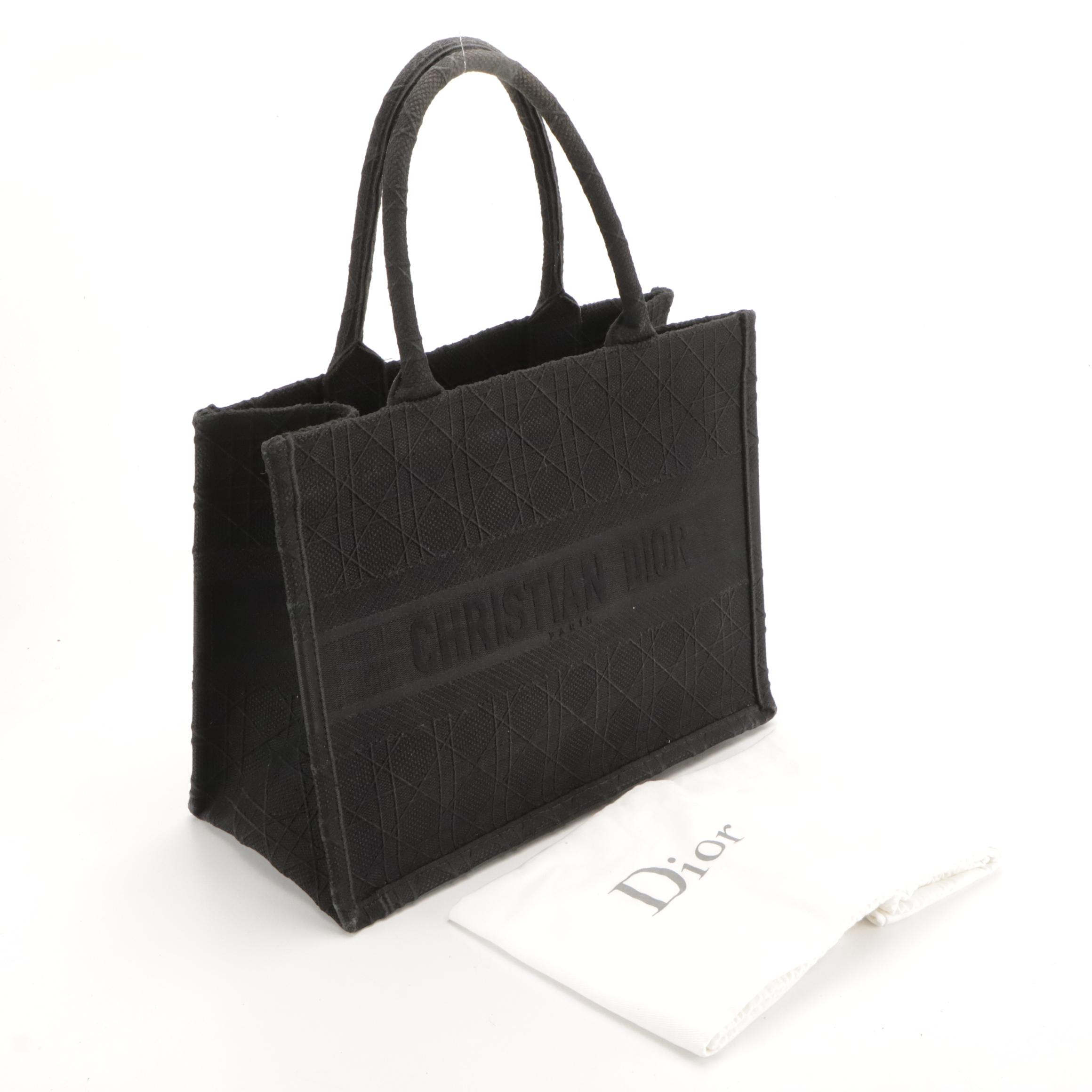 Christian Dior Black Embroidered Cannage Book Tote