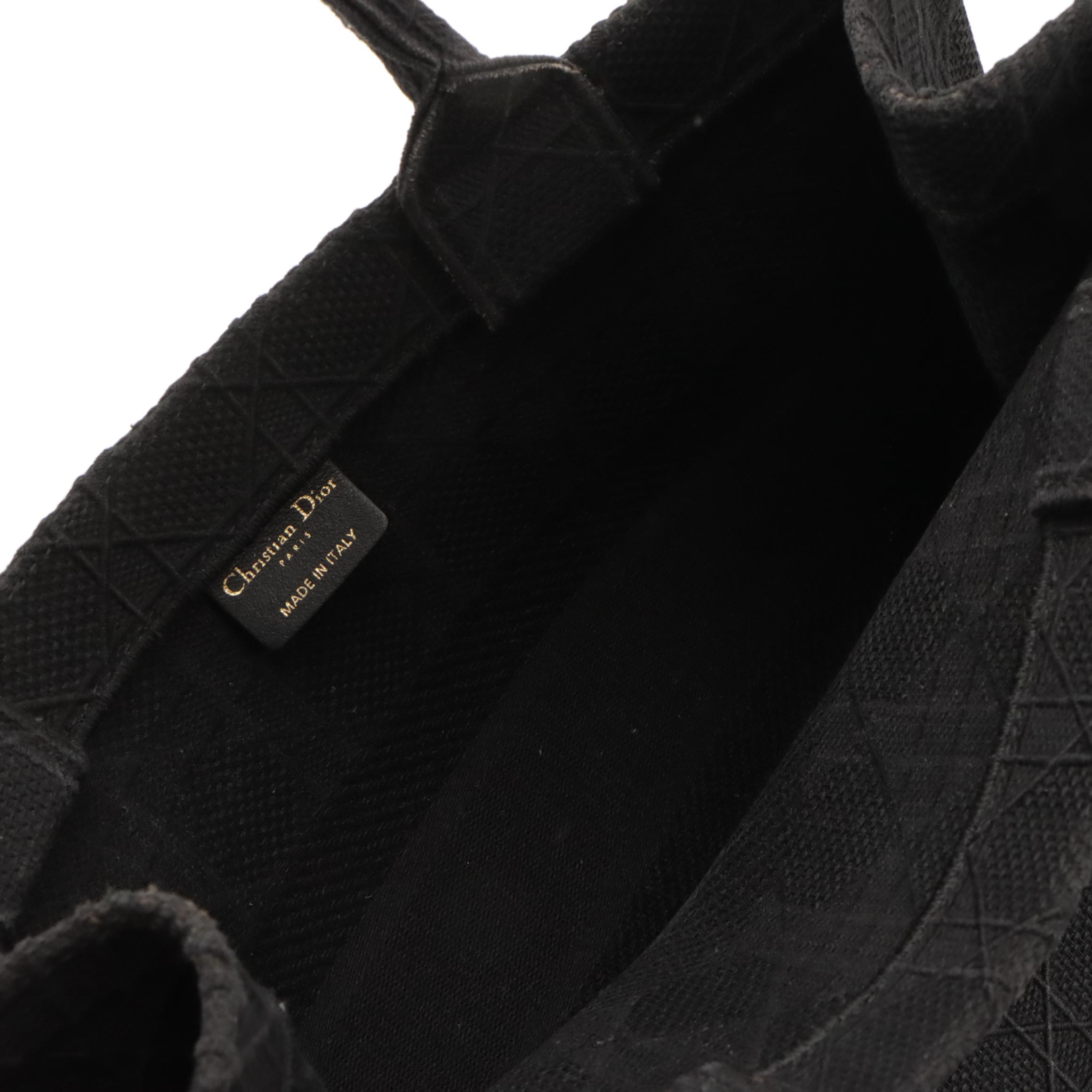 Christian Dior Black Embroidered Cannage Book Tote