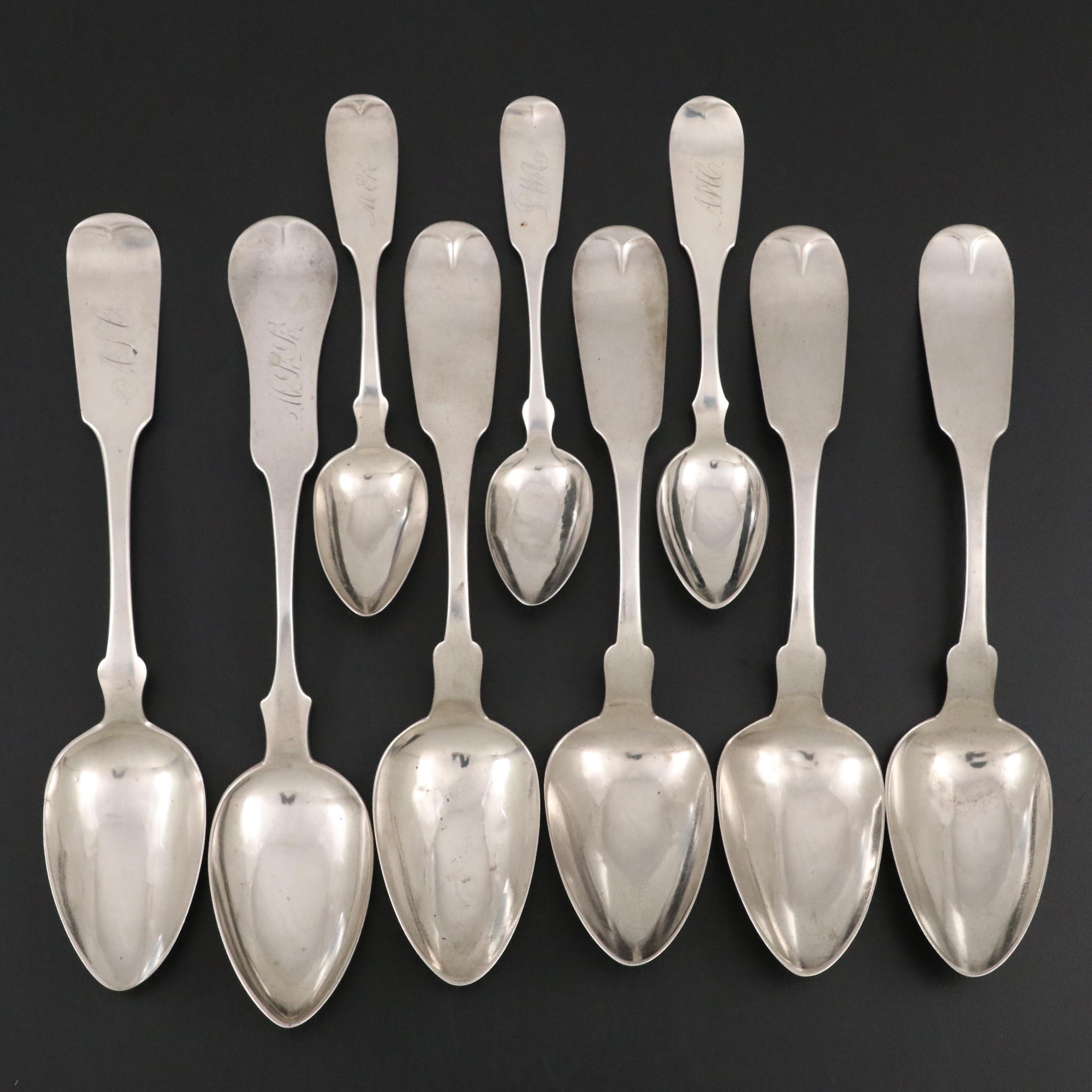 Hyde & Goodrich Coin Silver Tablespoons with More Coin Silver Spoons, 19th C.