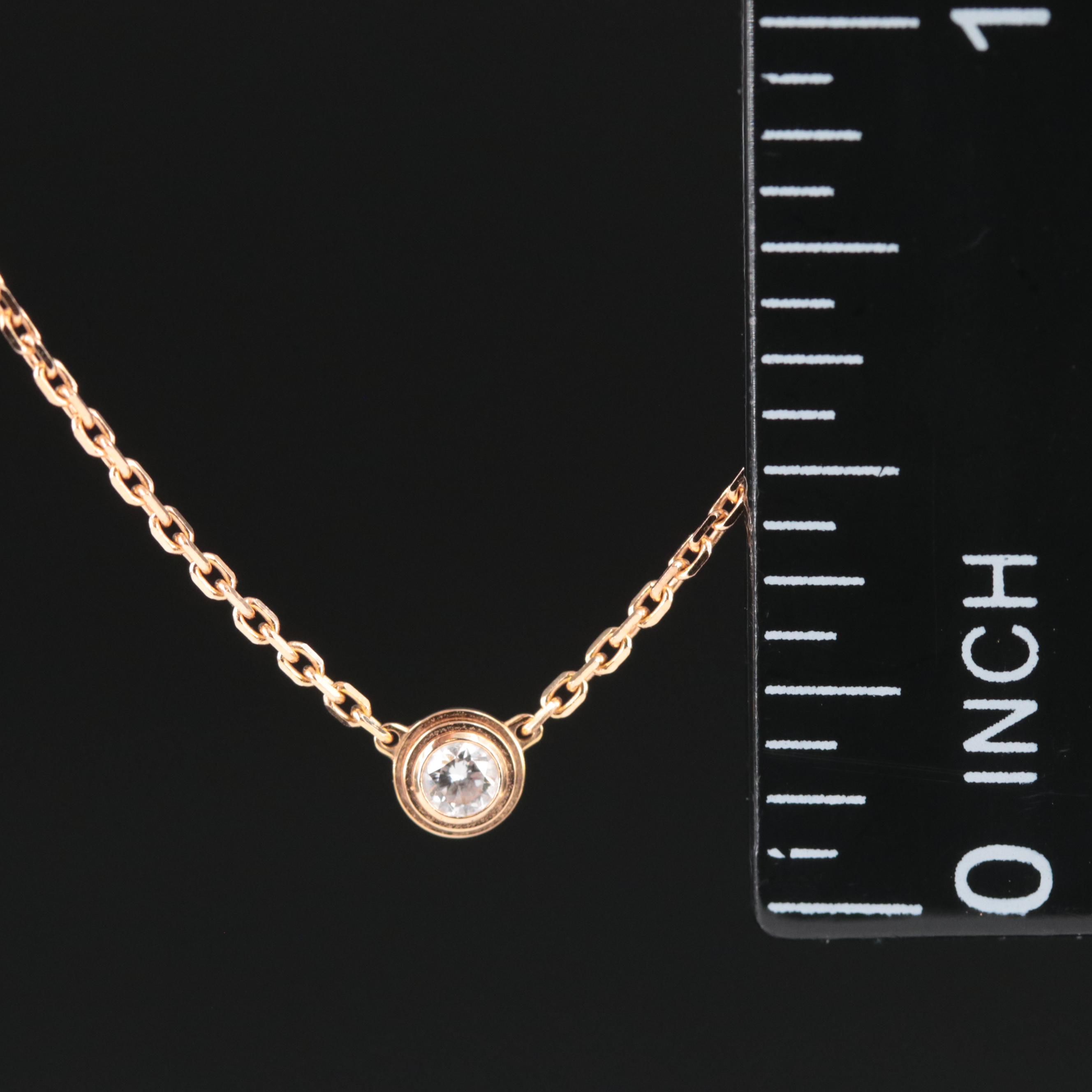 Cartier D'Amour 18K Rose Gold Diamond Solitaire Necklace
