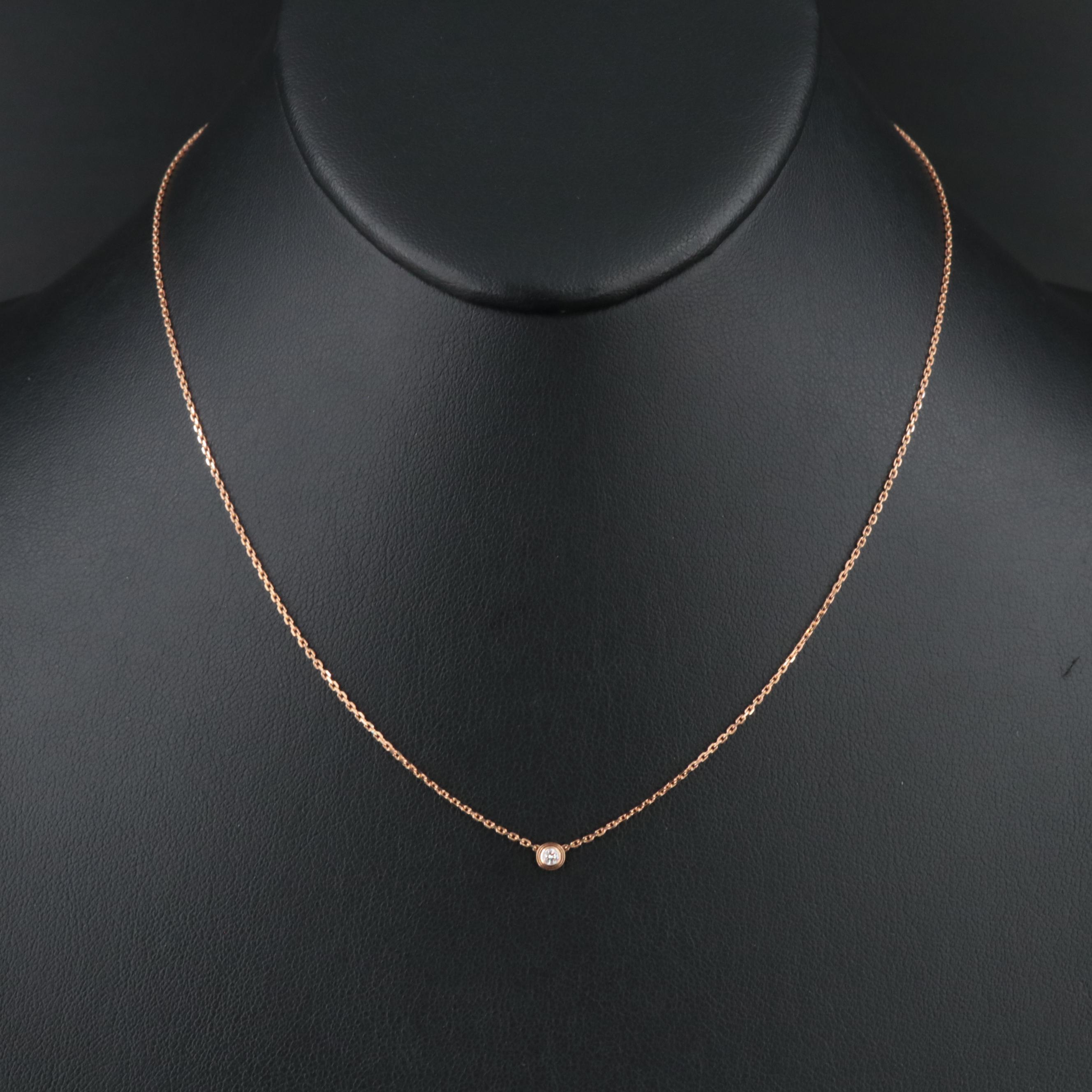 Cartier D'Amour 18K Rose Gold Diamond Solitaire Necklace