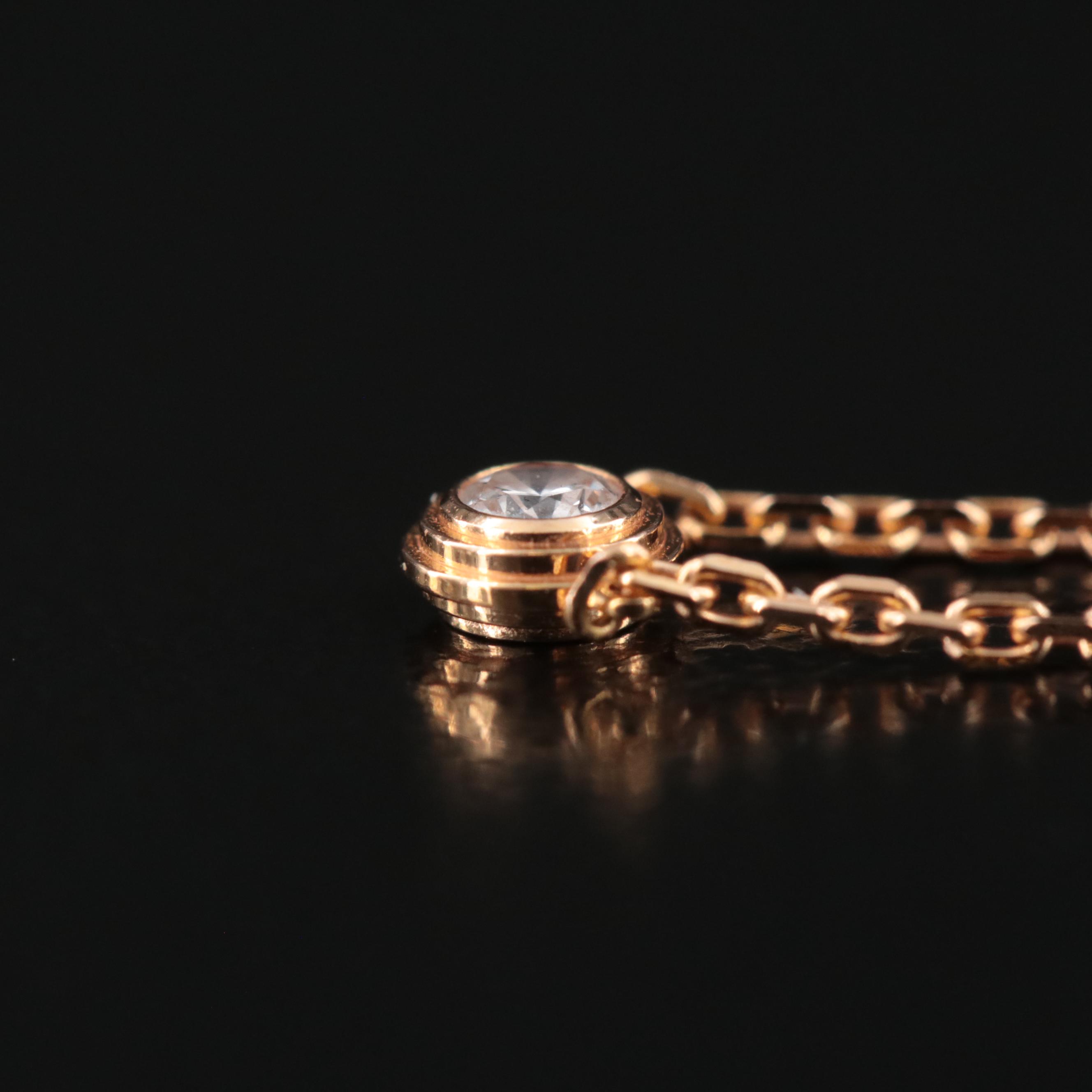 Cartier D'Amour 18K Rose Gold Diamond Solitaire Necklace