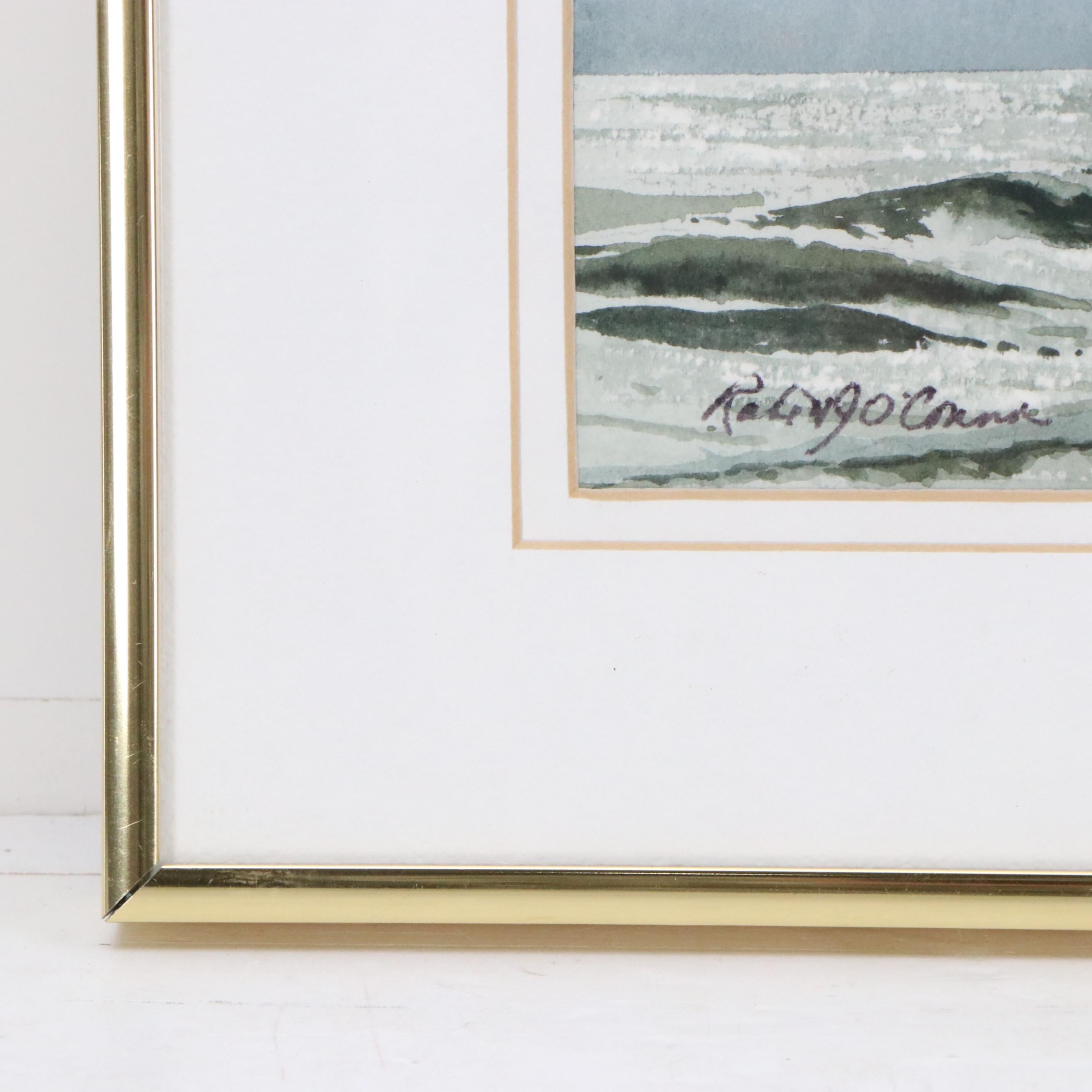 Robert J. O'Connor Boat Scene Watercolors