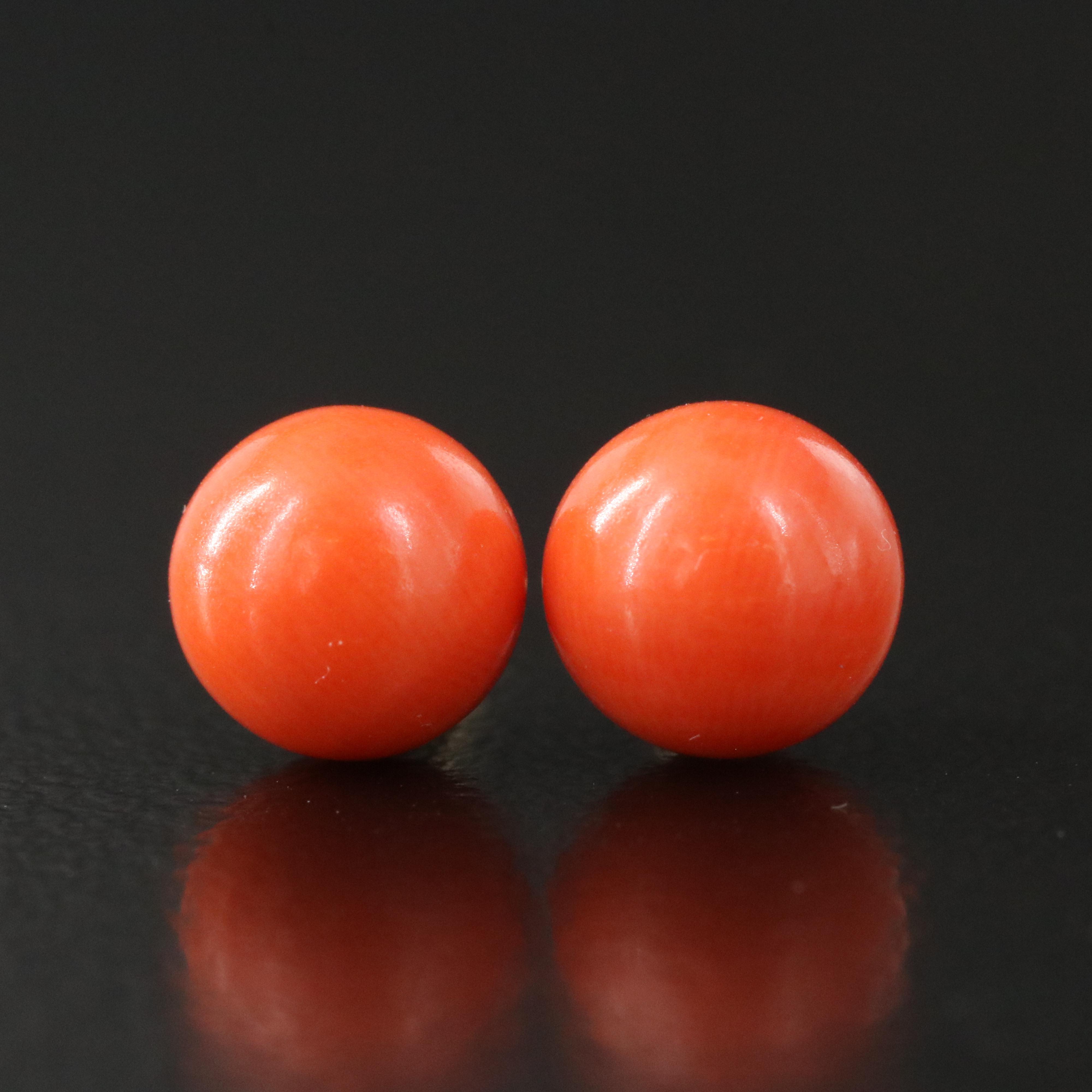 14K Coral Stud Earrrings