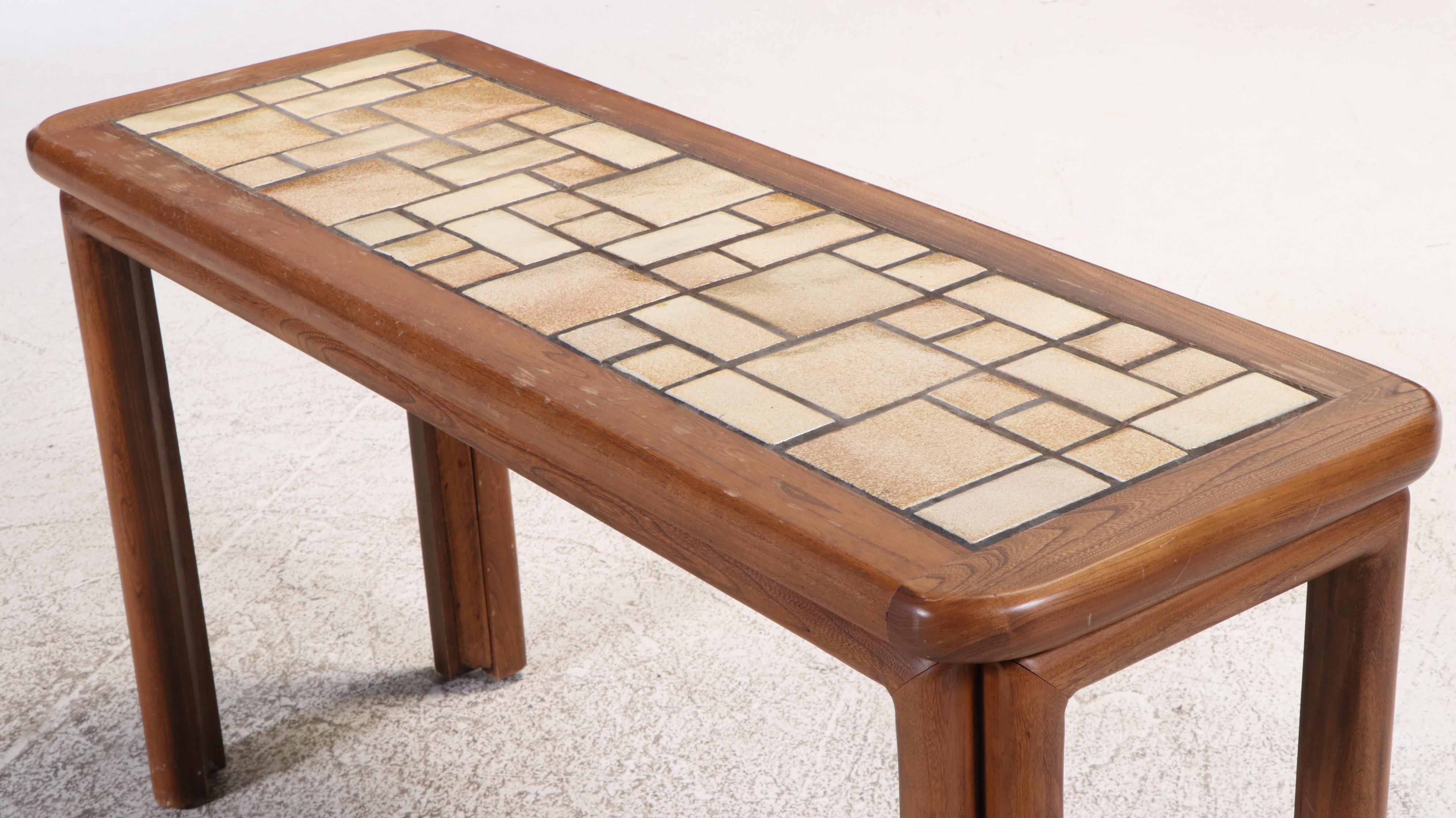 Modernist Ash and Tile Top Console Table, Late 20th Century