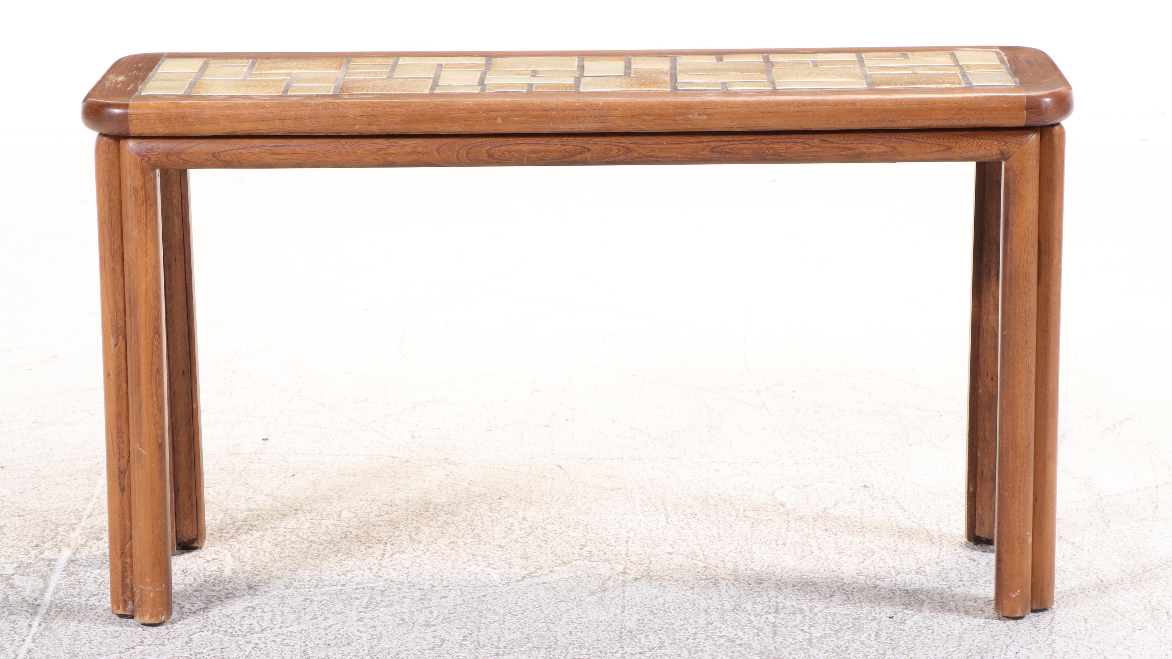 Modernist Ash and Tile Top Console Table, Late 20th Century
